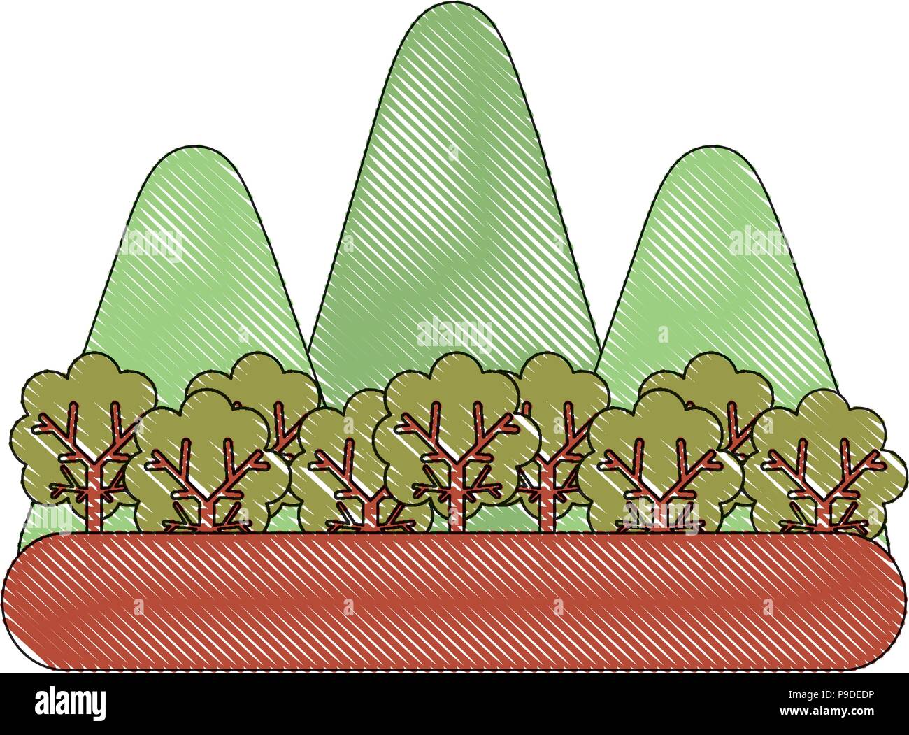 forest and mountains icon over white background, vector illustration ...