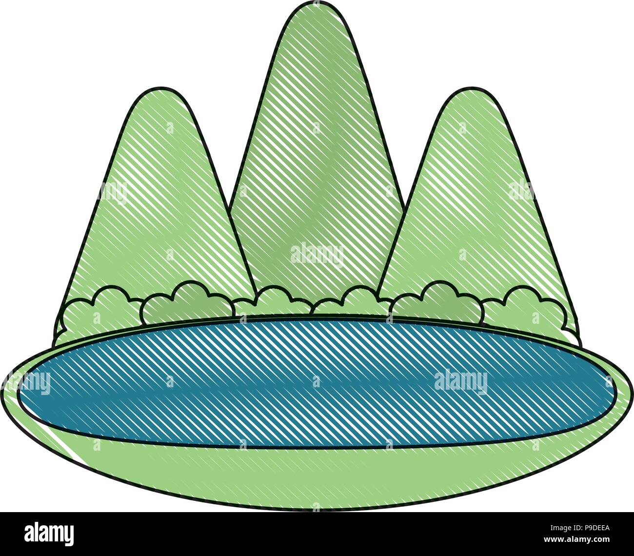 Mountains and lake icon over white background, vector illustration ...