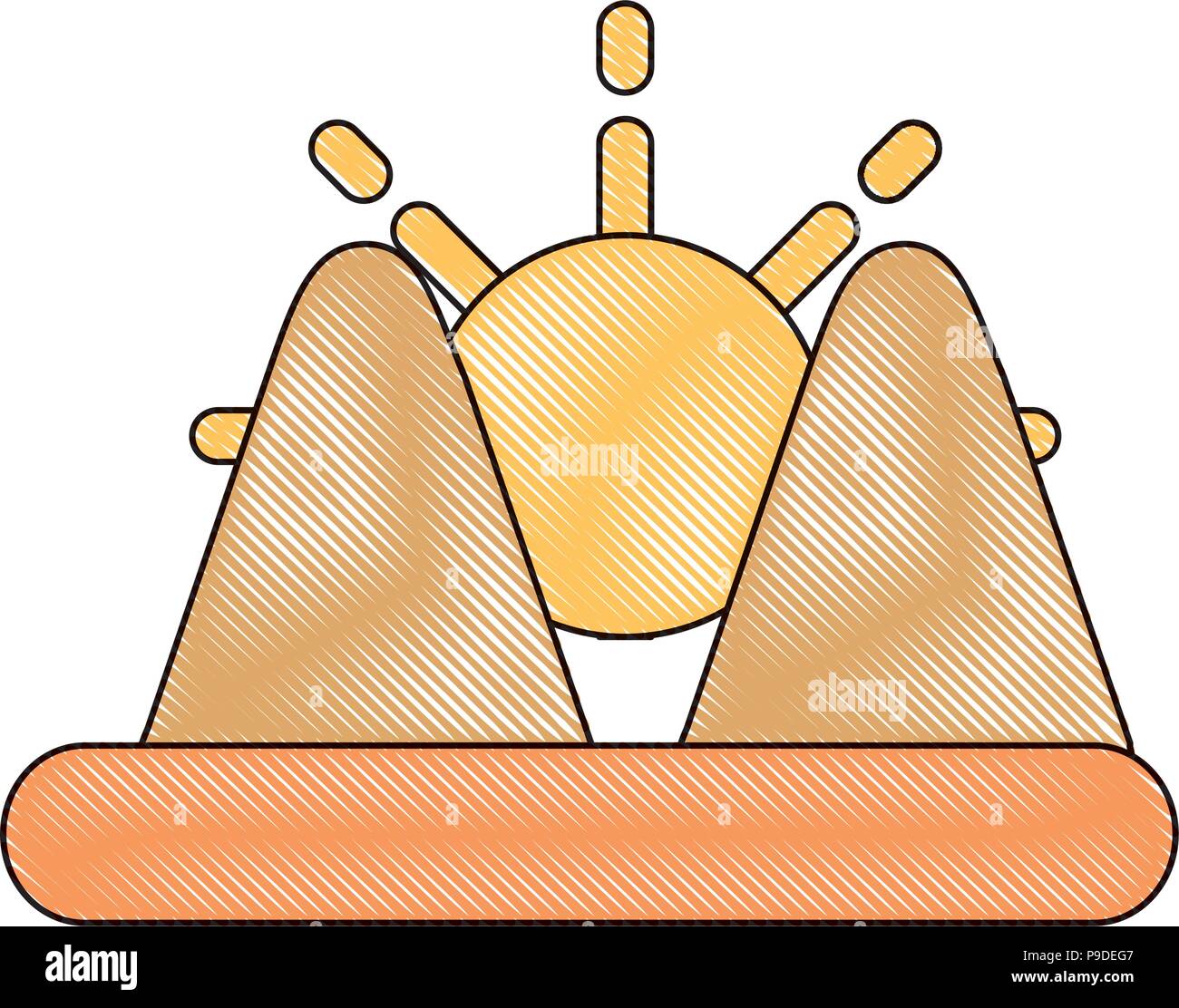 Sun and mountains icon over white background, vector illustration Stock ...