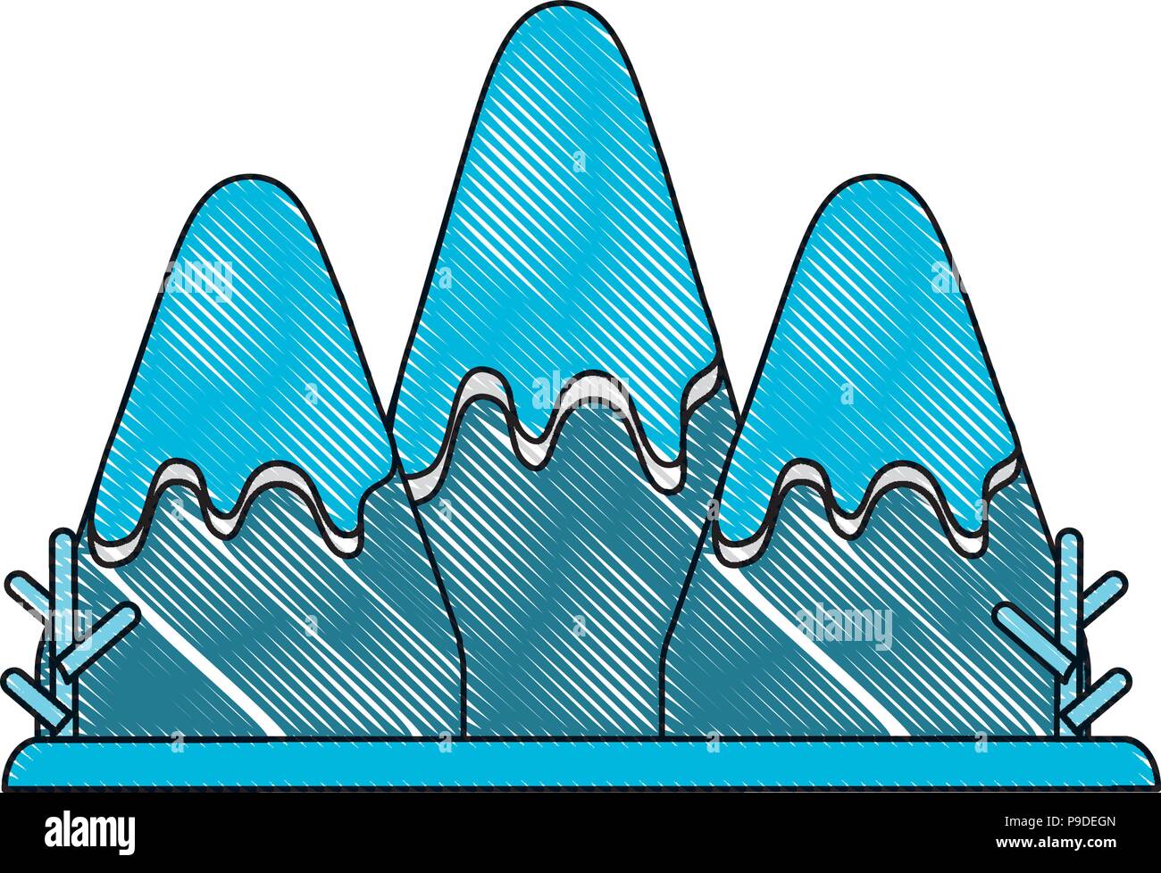 Winter mountains landscape icon over white background, vector ...