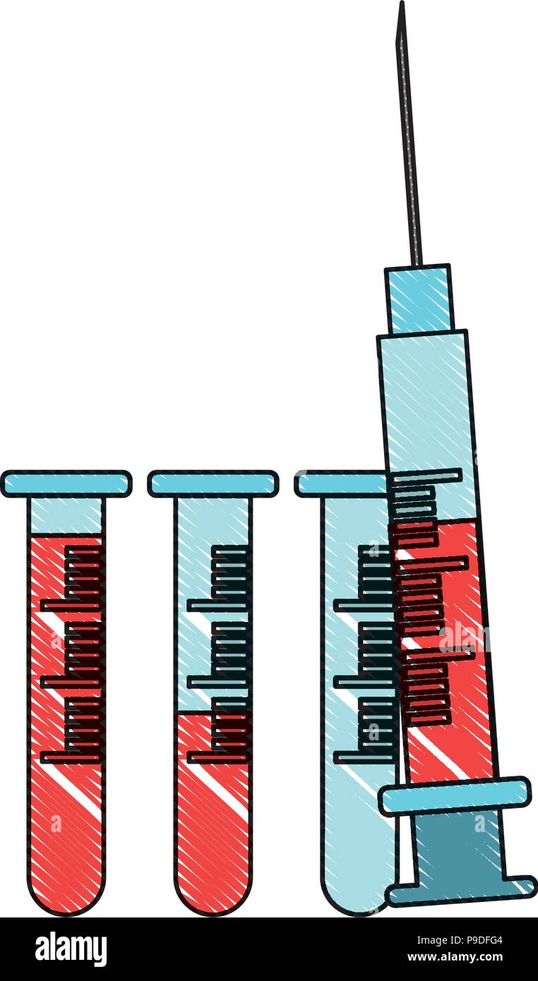 syringe and test tubes over white background, vector illustration Stock ...