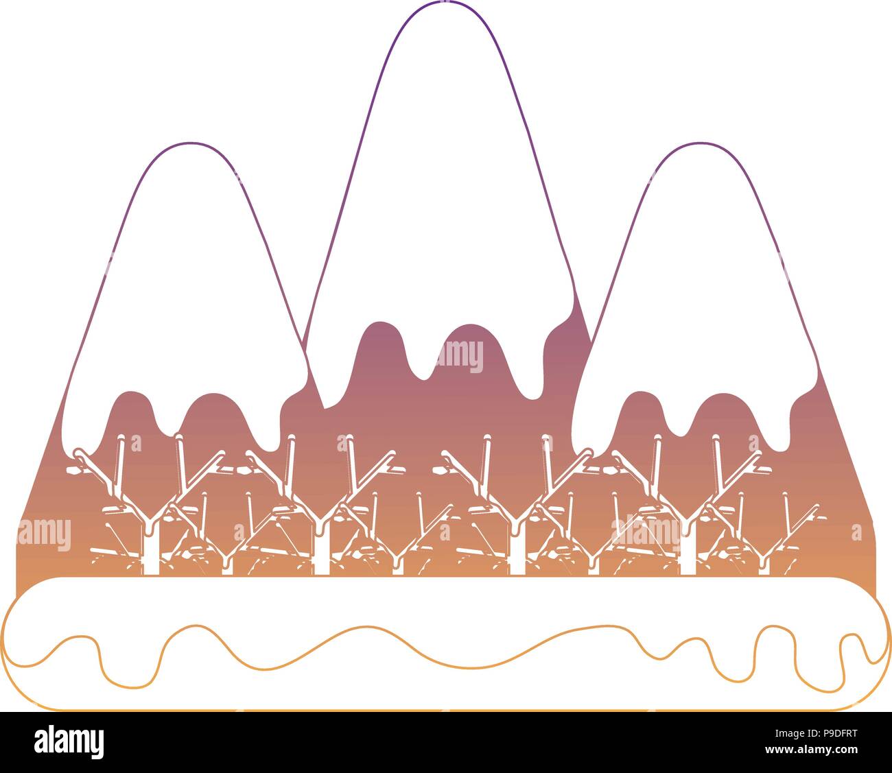 Winter mountains landscape icon over white background, vector ...