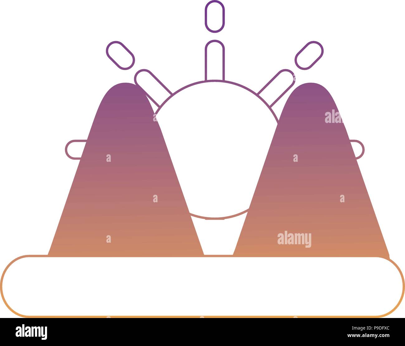 Sun and mountains icon over white background, vector illustration Stock ...