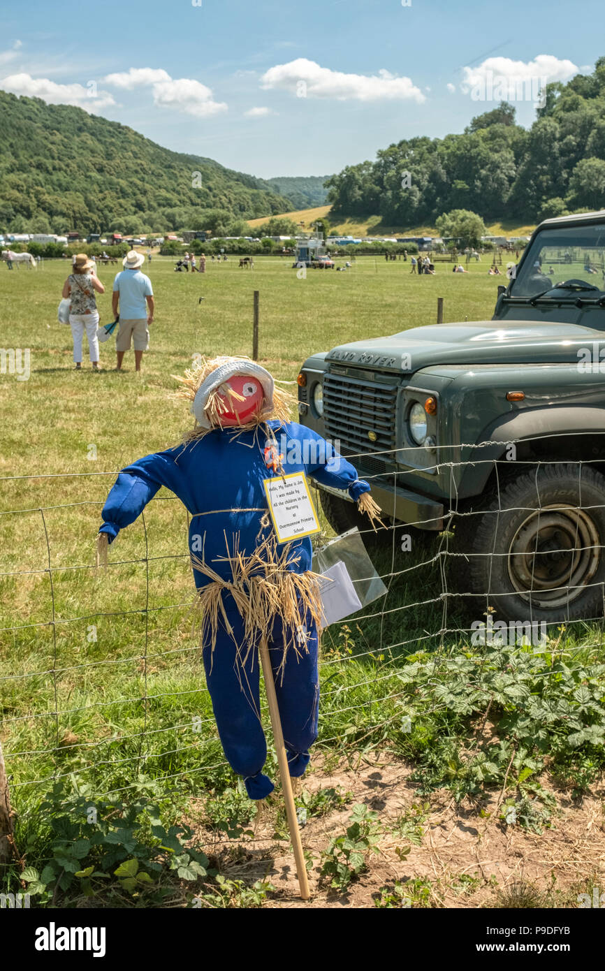 Scarecrow made by primary school children on display at Monmouthshire show, July 2018. Stock Photo