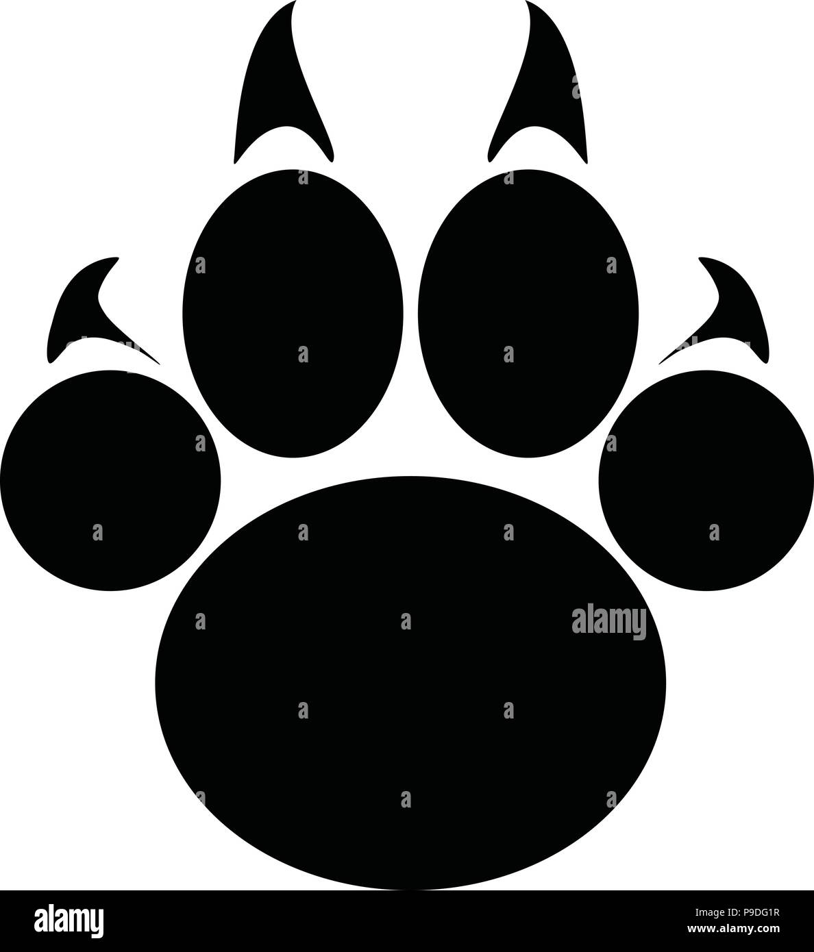 Footprints of a big cat. Panther or tiger traces Stock Vector