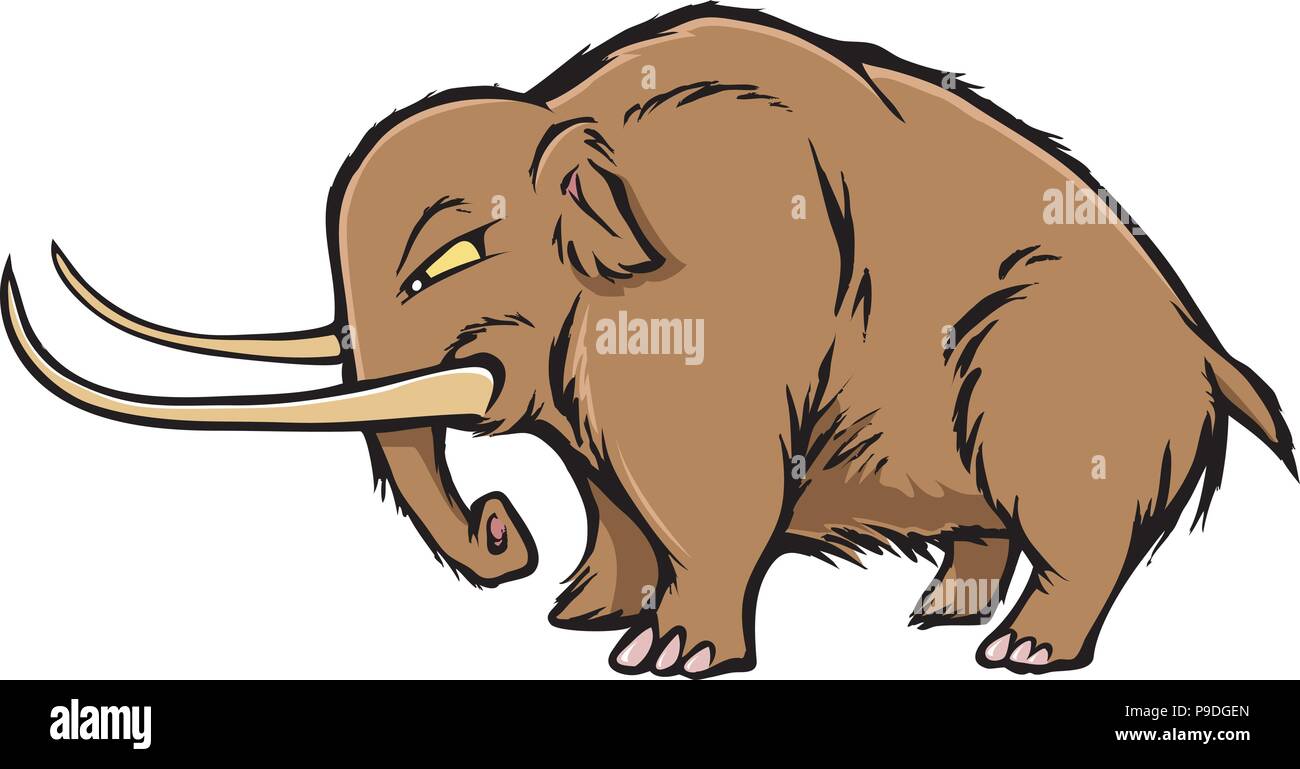 cartoon vector illustration of a woolly mammoth Stock Vector