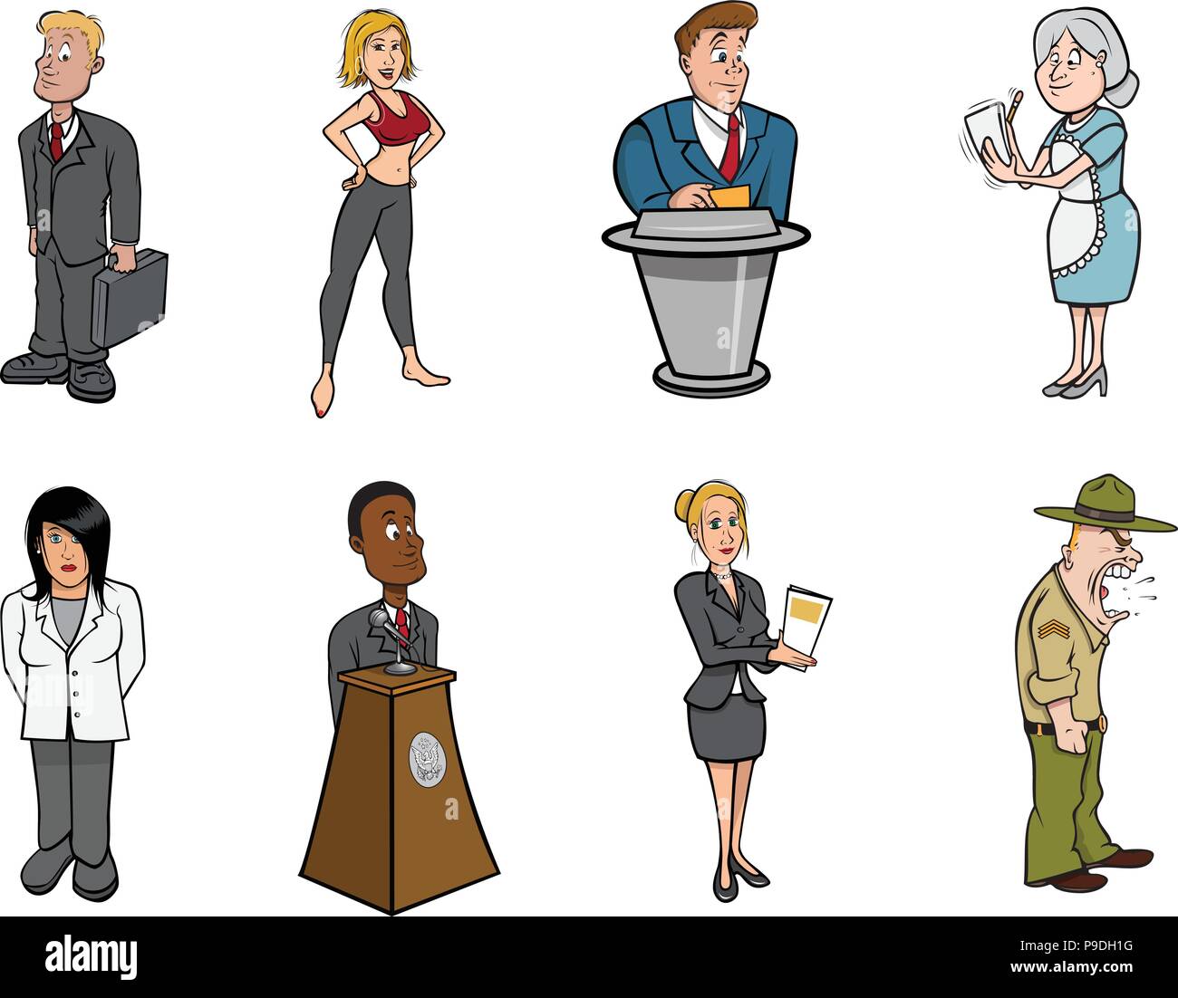 cartoon vector illustration of people professions Stock Vector