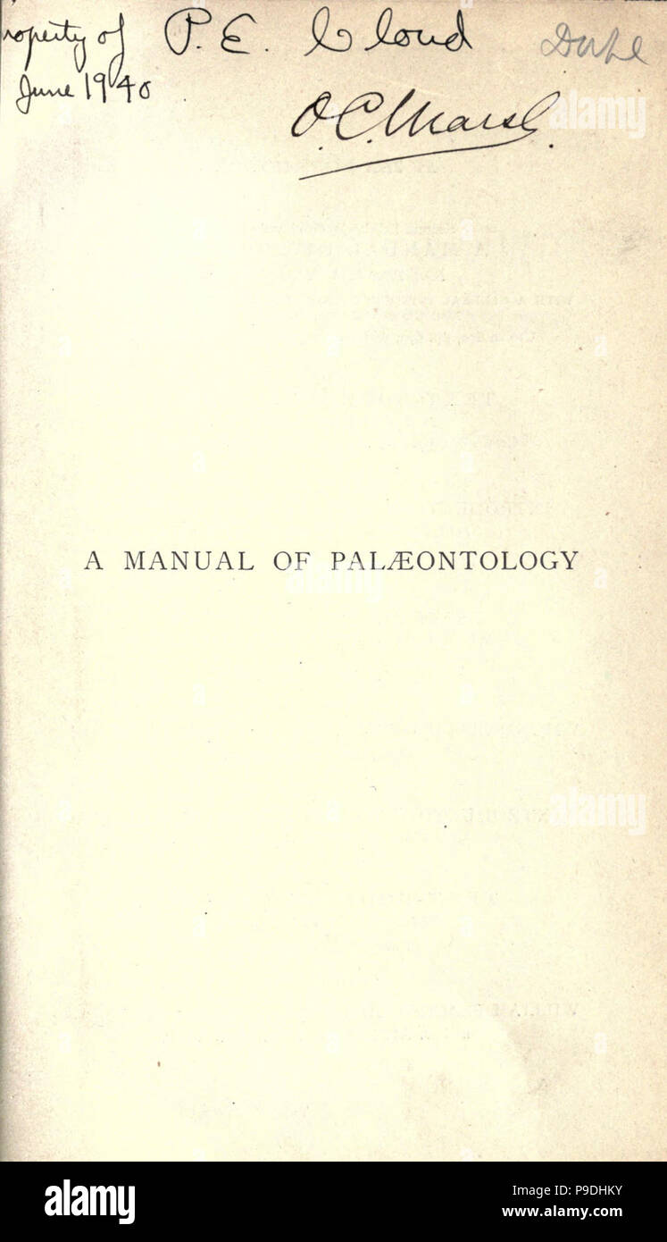 A manual of palaeontology for the use of students with a general introduction on the principles of palaeontology . Stock Photo