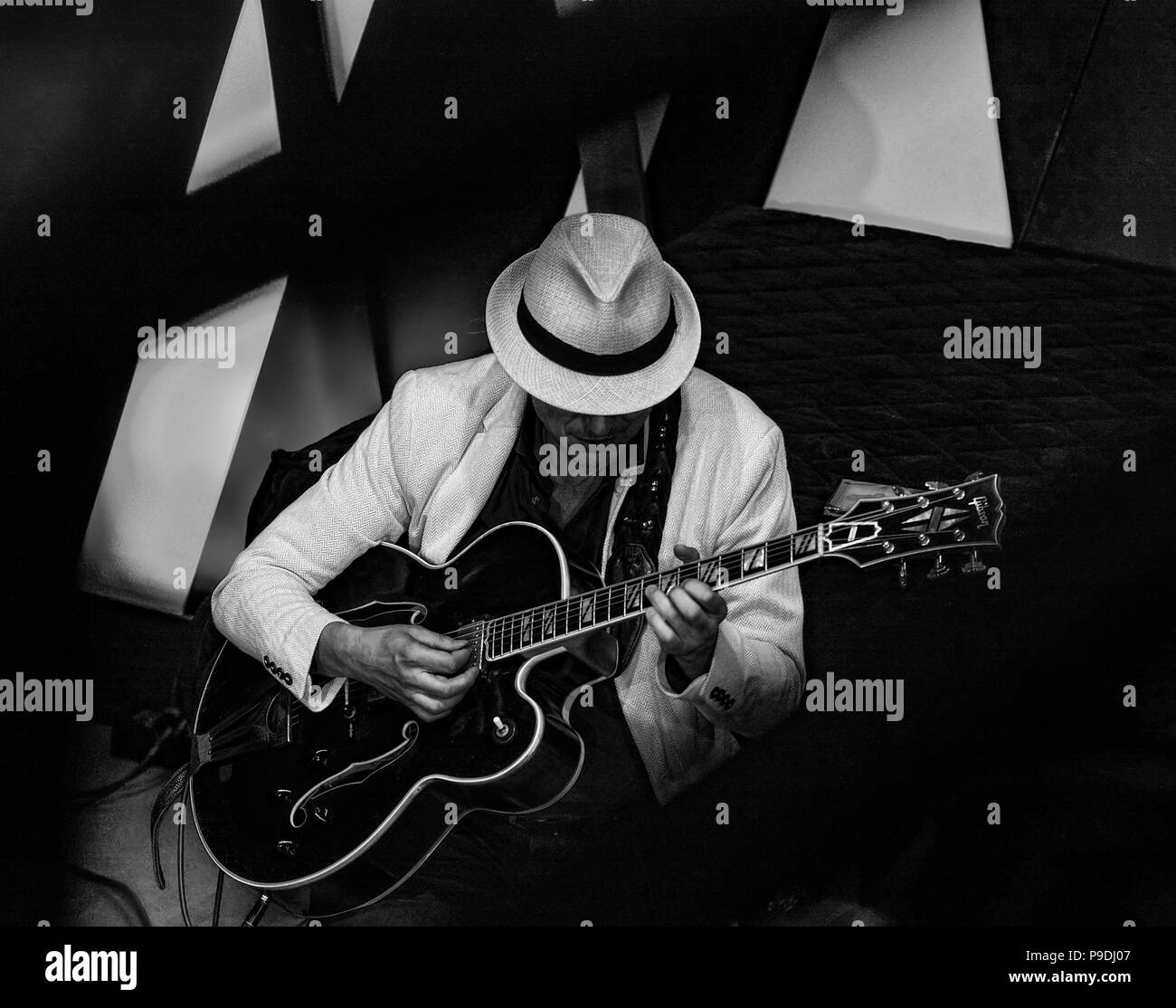 Jazz guitarist on the stage Stock Photo