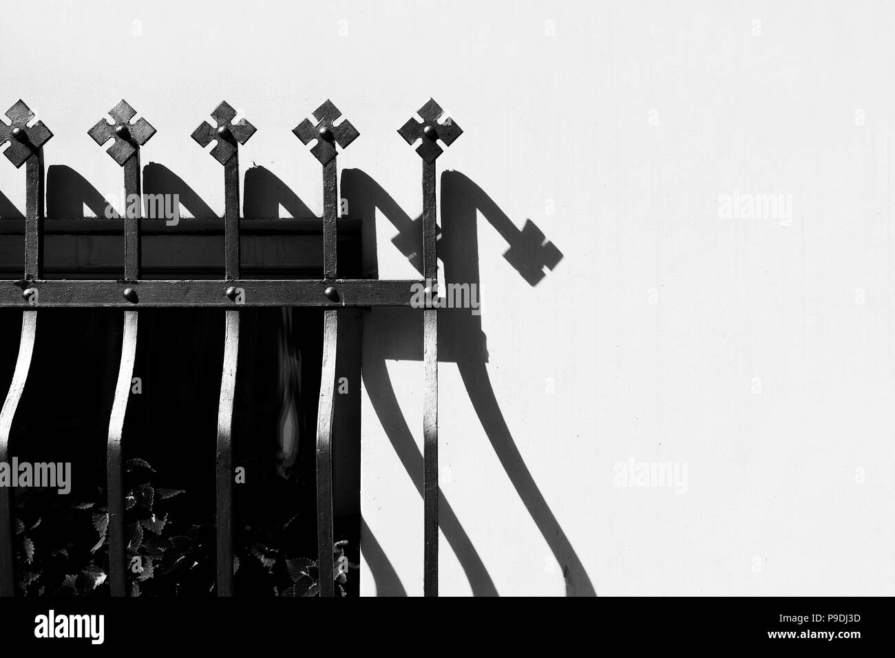 Decorative Metal Grille On The Window With Shadow On The White