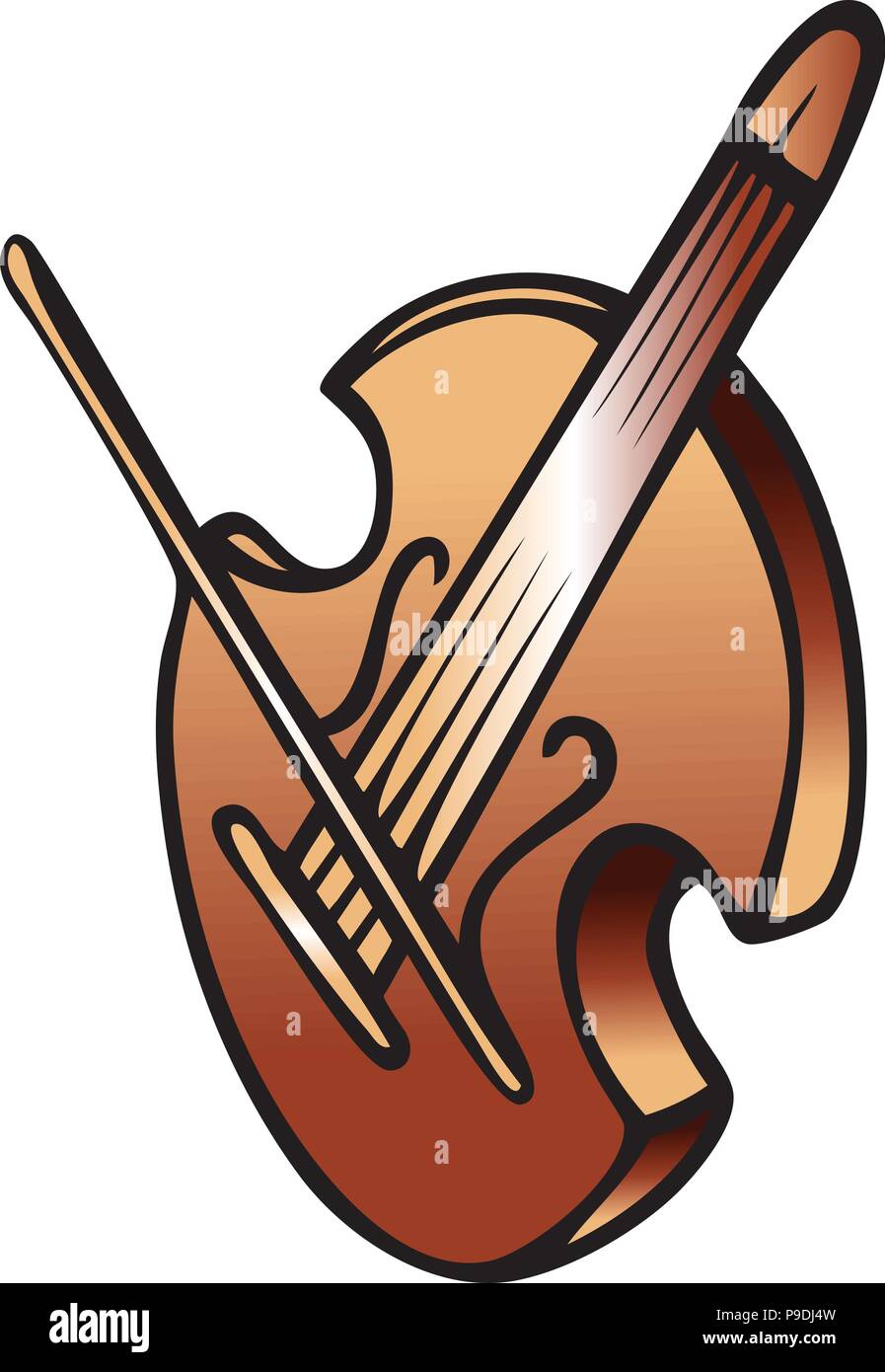 cartoon vector illustration of a violin Stock Vector
