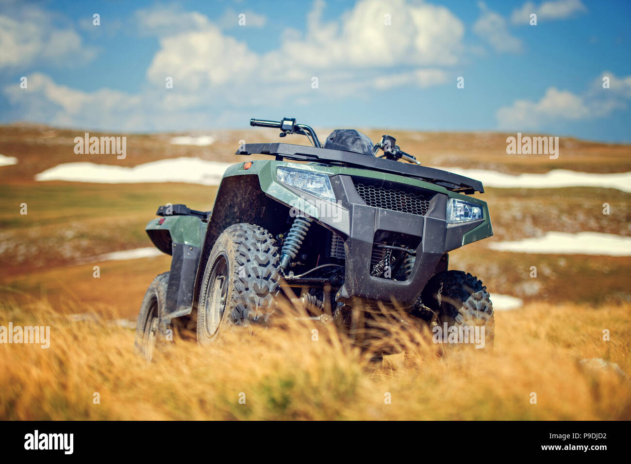 parked atv quad bikes extreme outdoor adventure concept Stock Photo Alamy