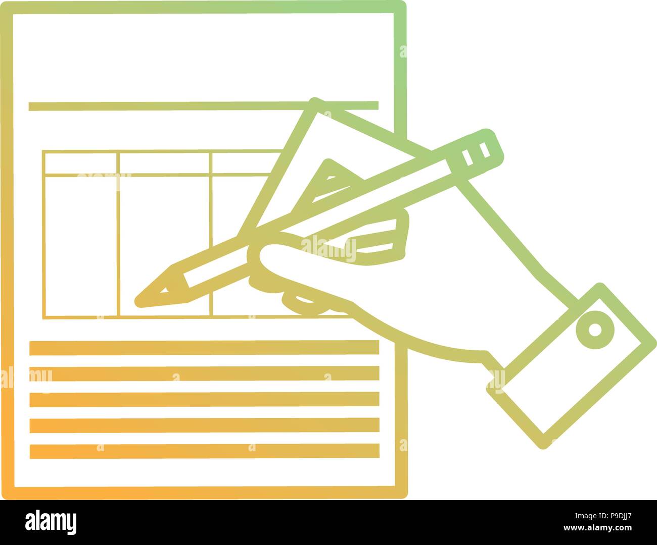 hand writing with pencil in documents vector illustration design Stock ...
