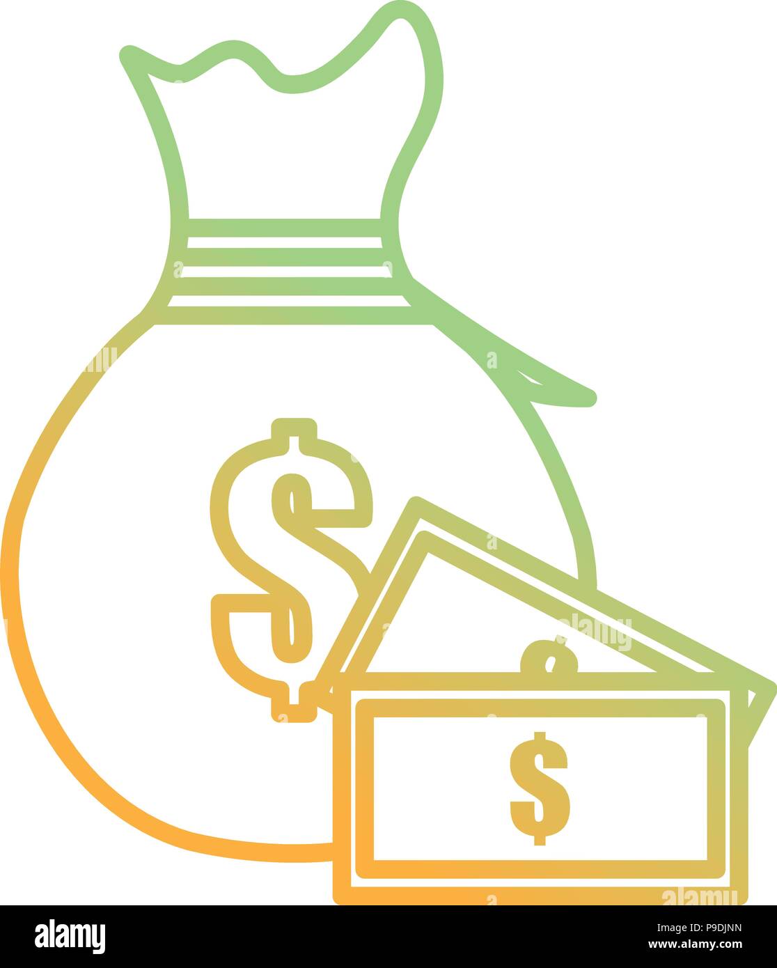 money bag with bills vector illustration design Stock Vector Image ...