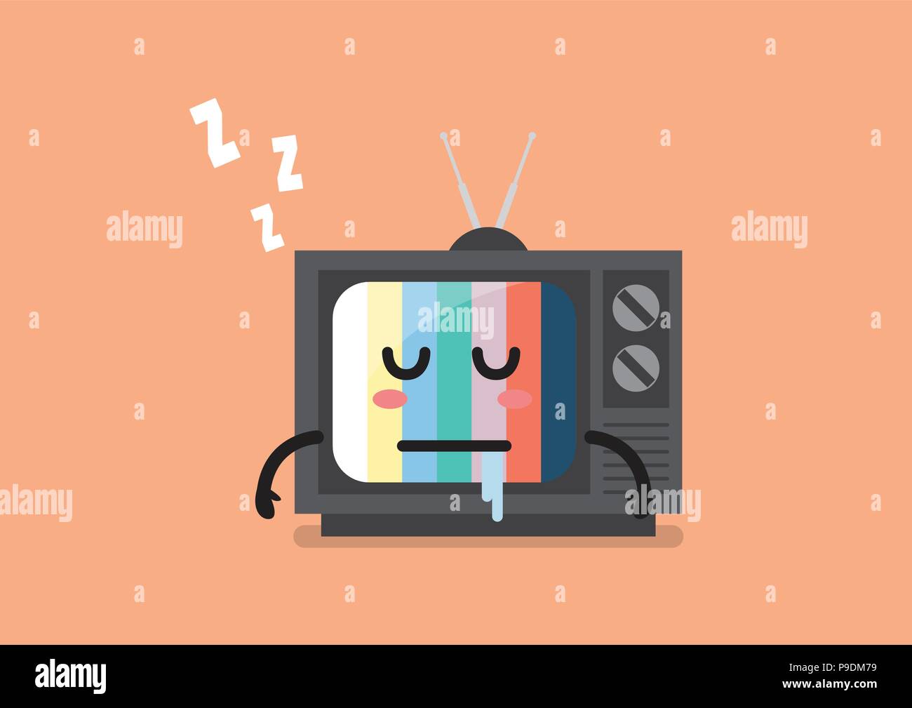 Sleeping television character. Vector illustration Stock Vector