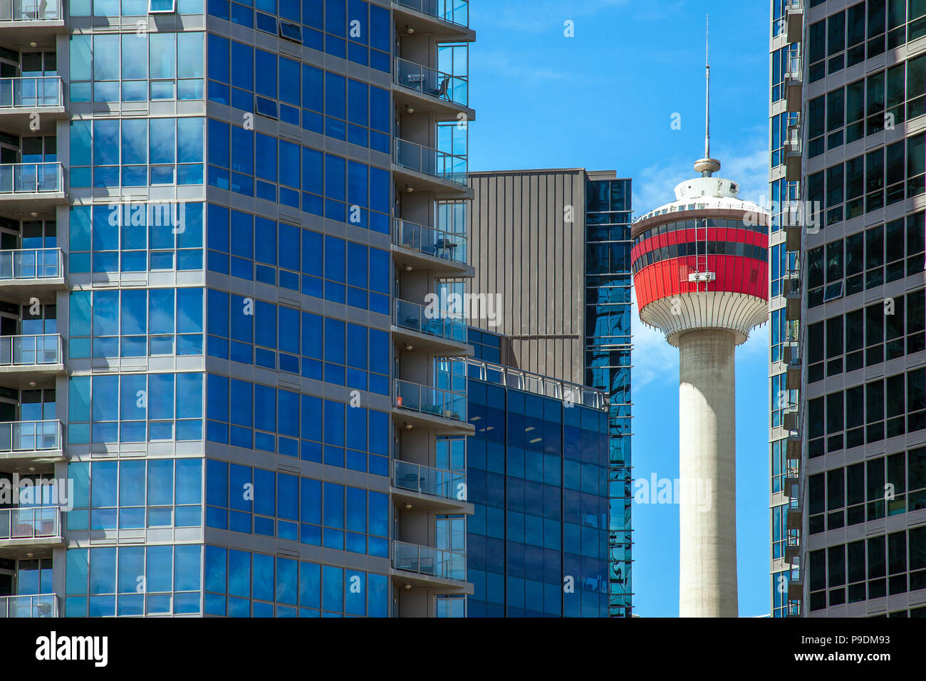Skyline of Calgary Alberta Canada Stock Photo