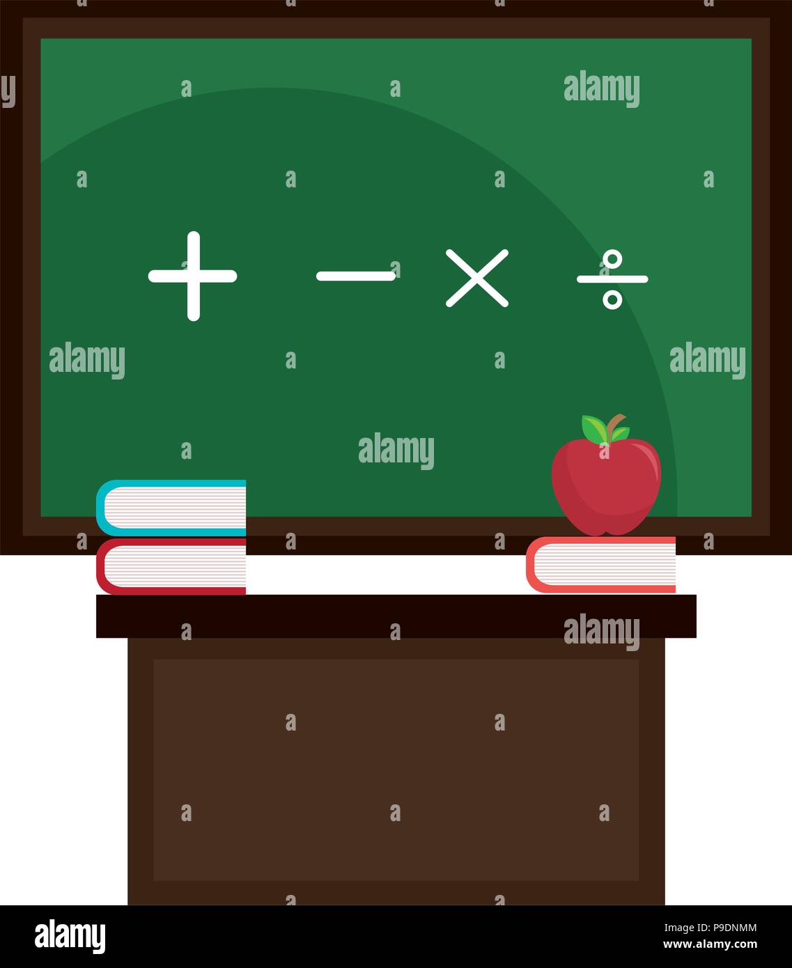 chalkboard and desk classroom scene vector illustration design Stock ...