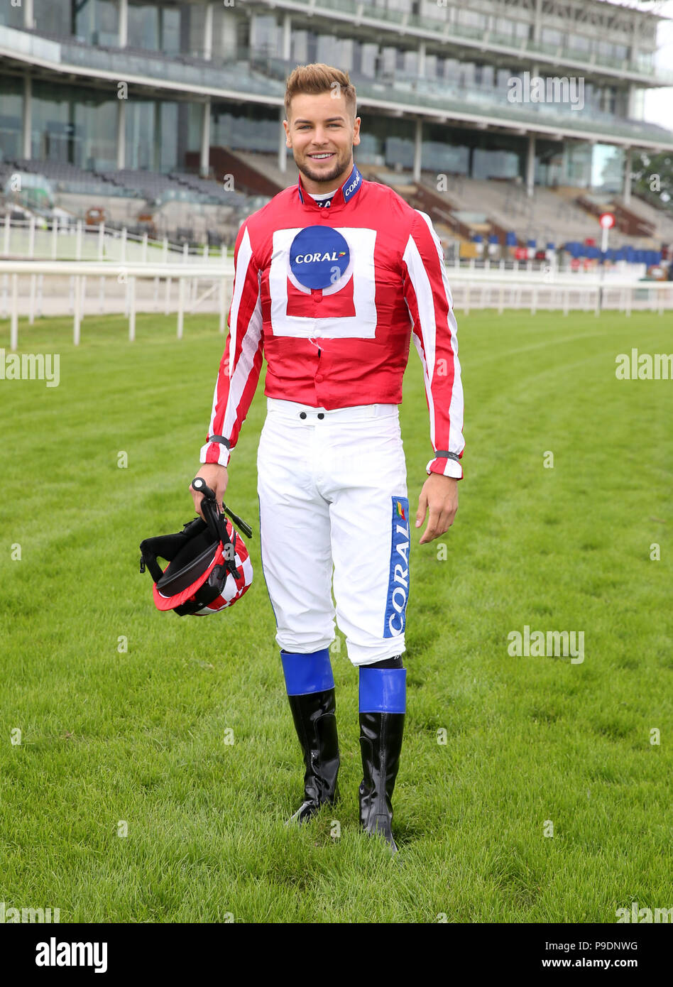 Love Island star Chris Hughes makes his debut as a jockey in a charity race at York today. Hughes, who is Coral’s #LoveRacing ambassador has trained intensely for the last five months with Jonjo O’Neill and will ride Carnageo over one mile and one furlong.LOVE ISLAND’S CHRIS HUGHES 3-1 FAVOURITE TO WIN HORSE RACE   The former Love Island star is well-known as a horse-racing fan and has swapped the suntan lotion for the saddle, having trained intensely for the last five months in partnership with Coral, the bookmakers. The bookies have him down as the 3-1 favourite to win.  The reality TV star  Stock Photo