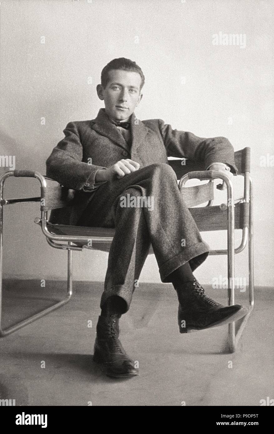 Marcel Breuer in the Wassily chair. Museum: © Courtesy Constance L. Breuer. Stock Photo