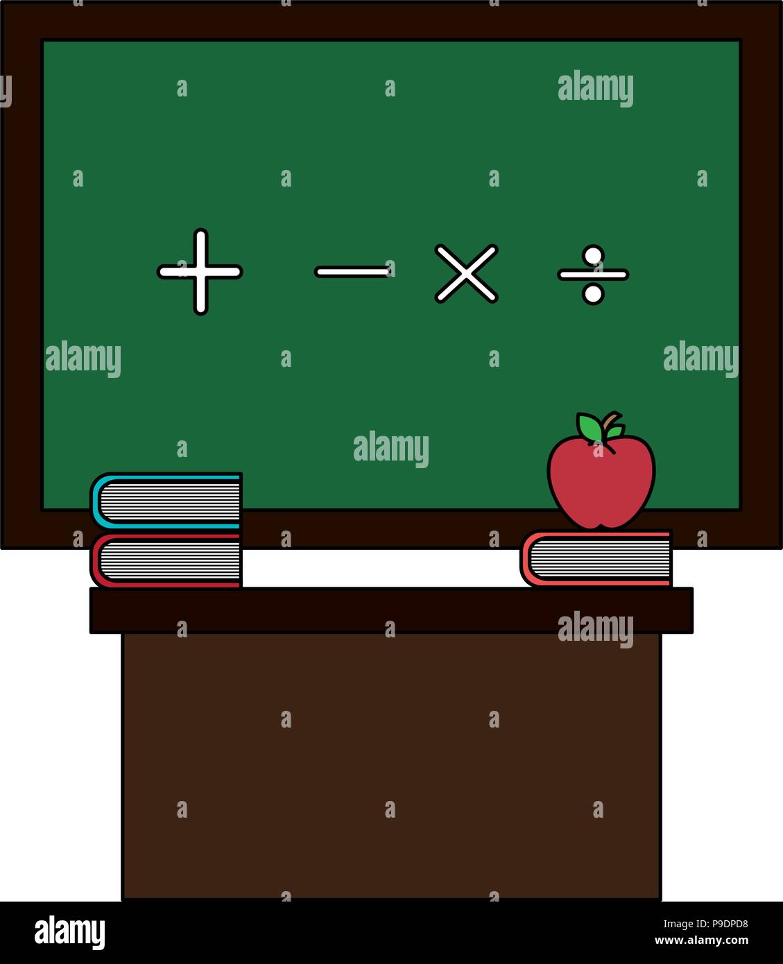 chalkboard and desk classroom scene vector illustration design Stock ...