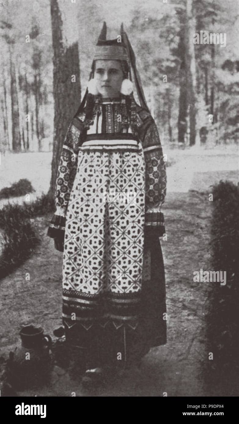Ryazan Province woman's festive dress. Museum: PRIVATE COLLECTION. Stock Photo
