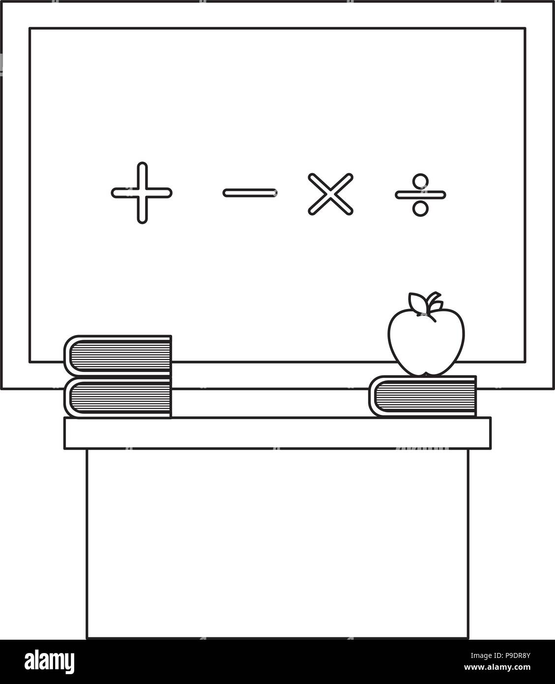 chalkboard and desk classroom scene vector illustration design Stock ...