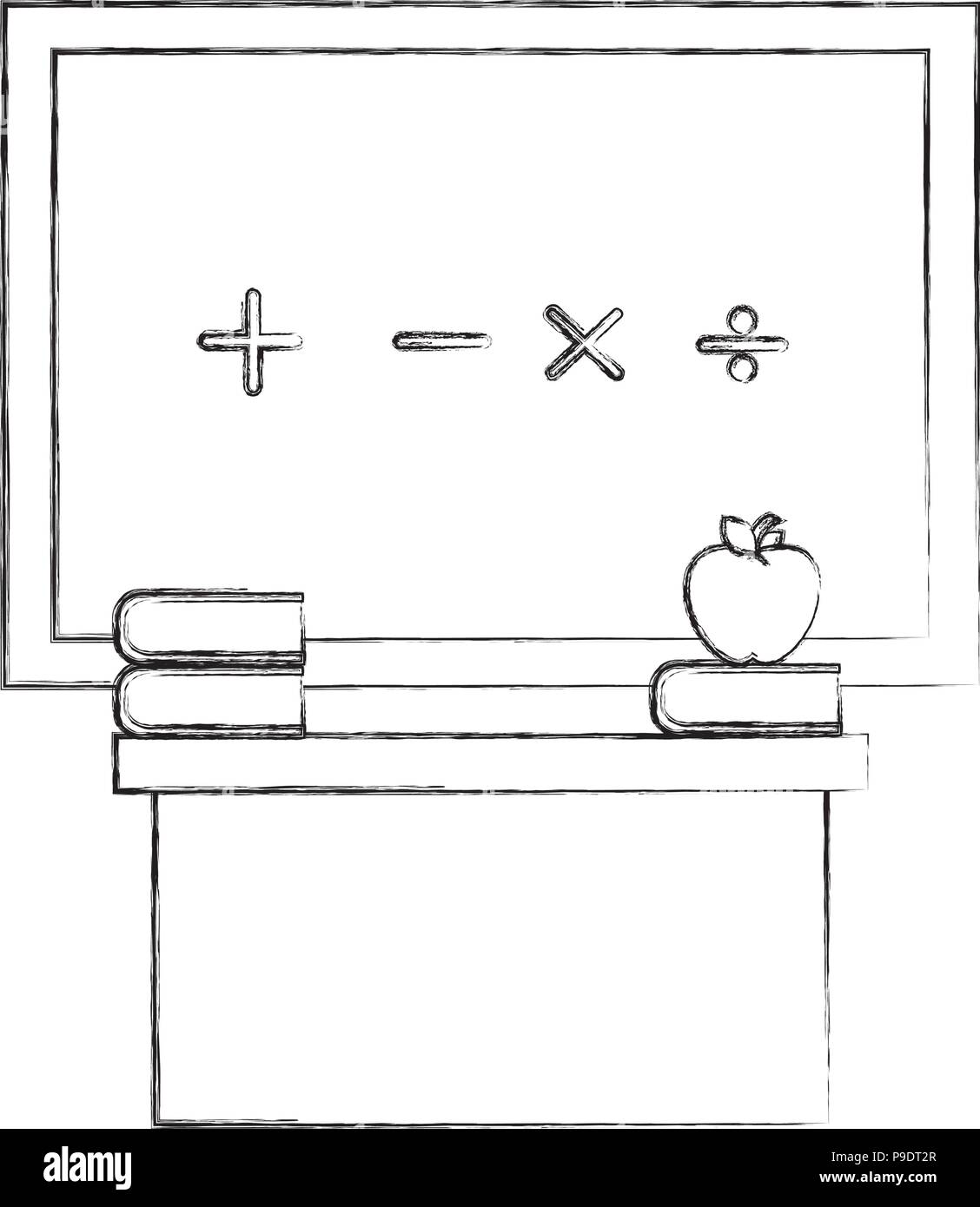 chalkboard and desk classroom scene vector illustration design Stock ...