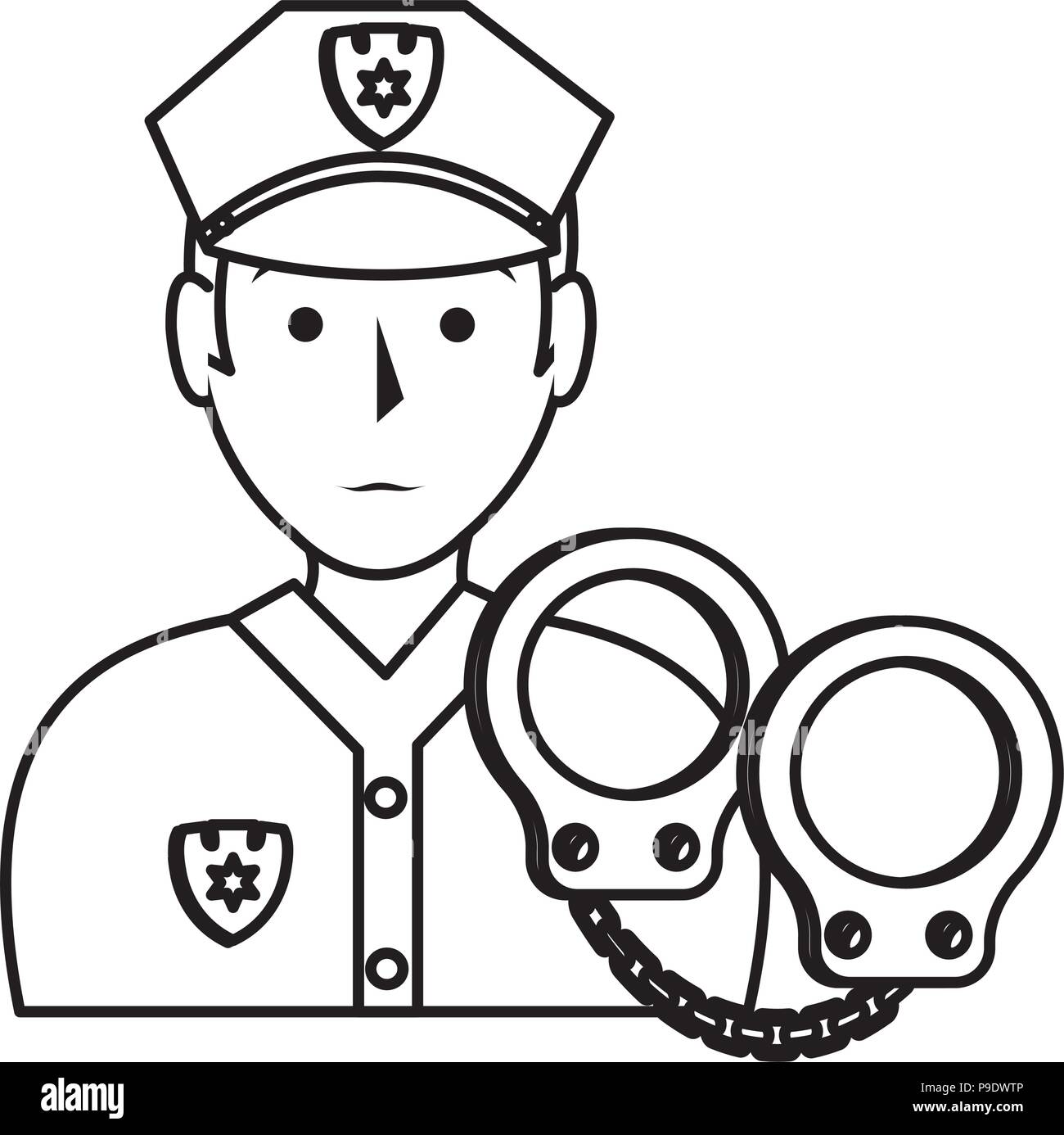 police officer with handcuffs character Stock Vector Image &amp; Art - Alamy