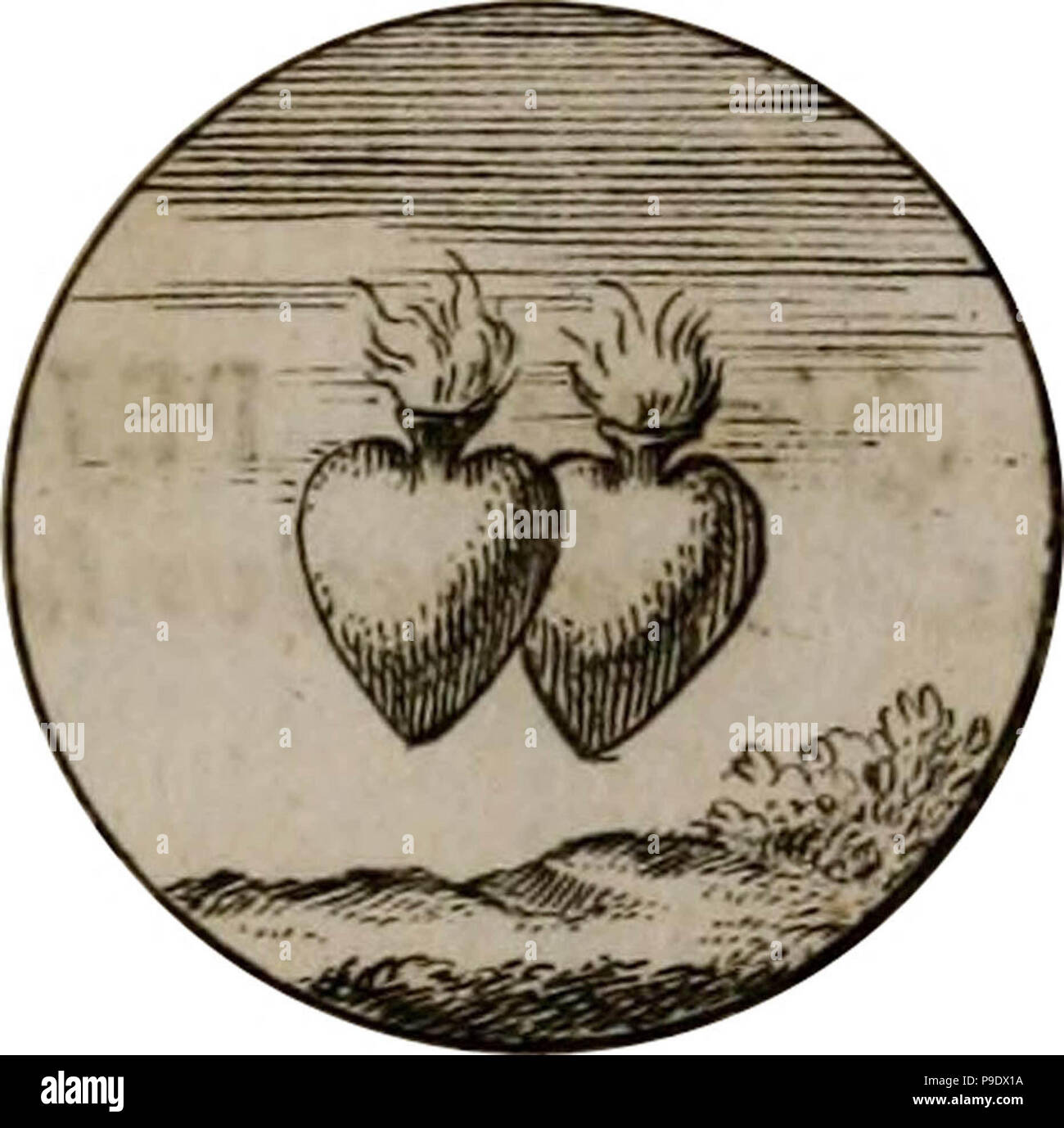 burning hearts medieval drawing Stock Photo Alamy