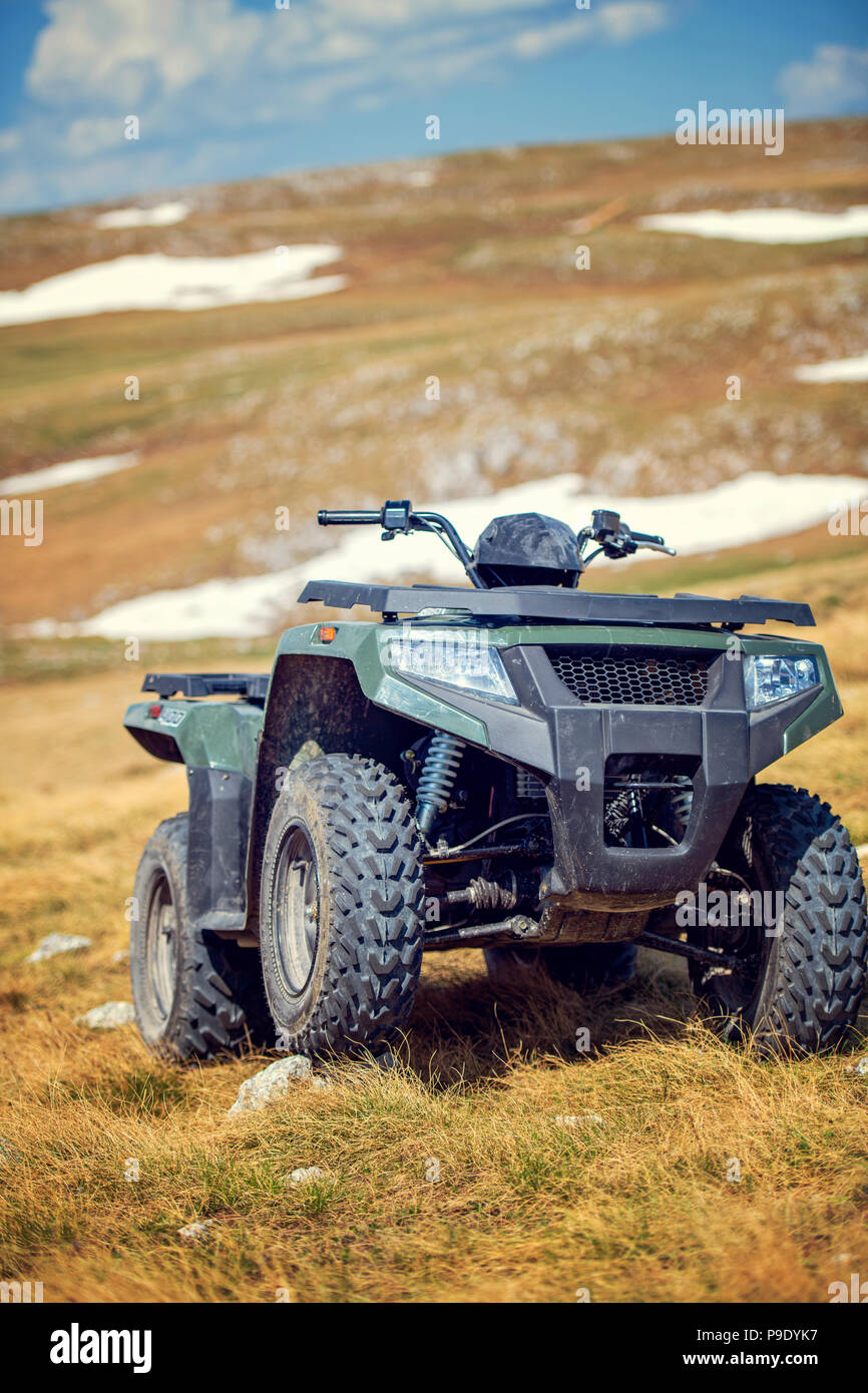 parked atv quad bikes extreme outdoor adventure concept Stock Photo Alamy
