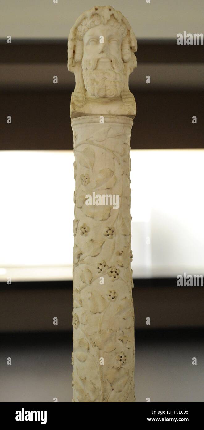 Small column with ivy. Marble. 1st century AD. From House of the Vettii, Pompeii. Special Superintendence for the archaeological goods of Pompeii, Herculaneum and Stabiae. Stock Photo