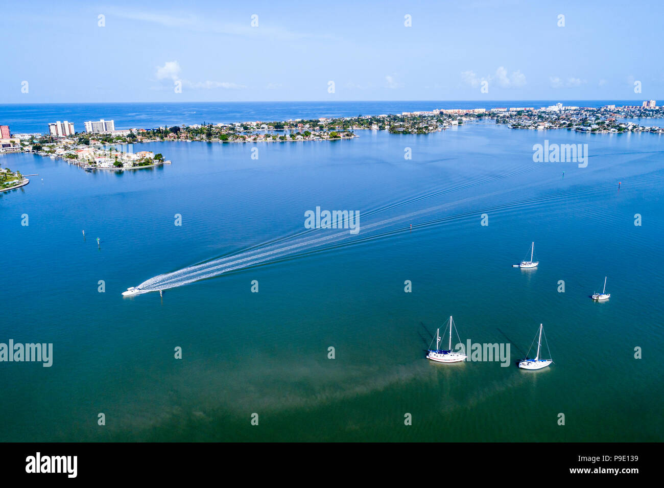 St. Saint Petersburg Florida,Madeira Beach,Boca Ciega Bay,Gulf of  Mexico,boats,aerial overhead view,FL18071128d Stock Photo - Alamy