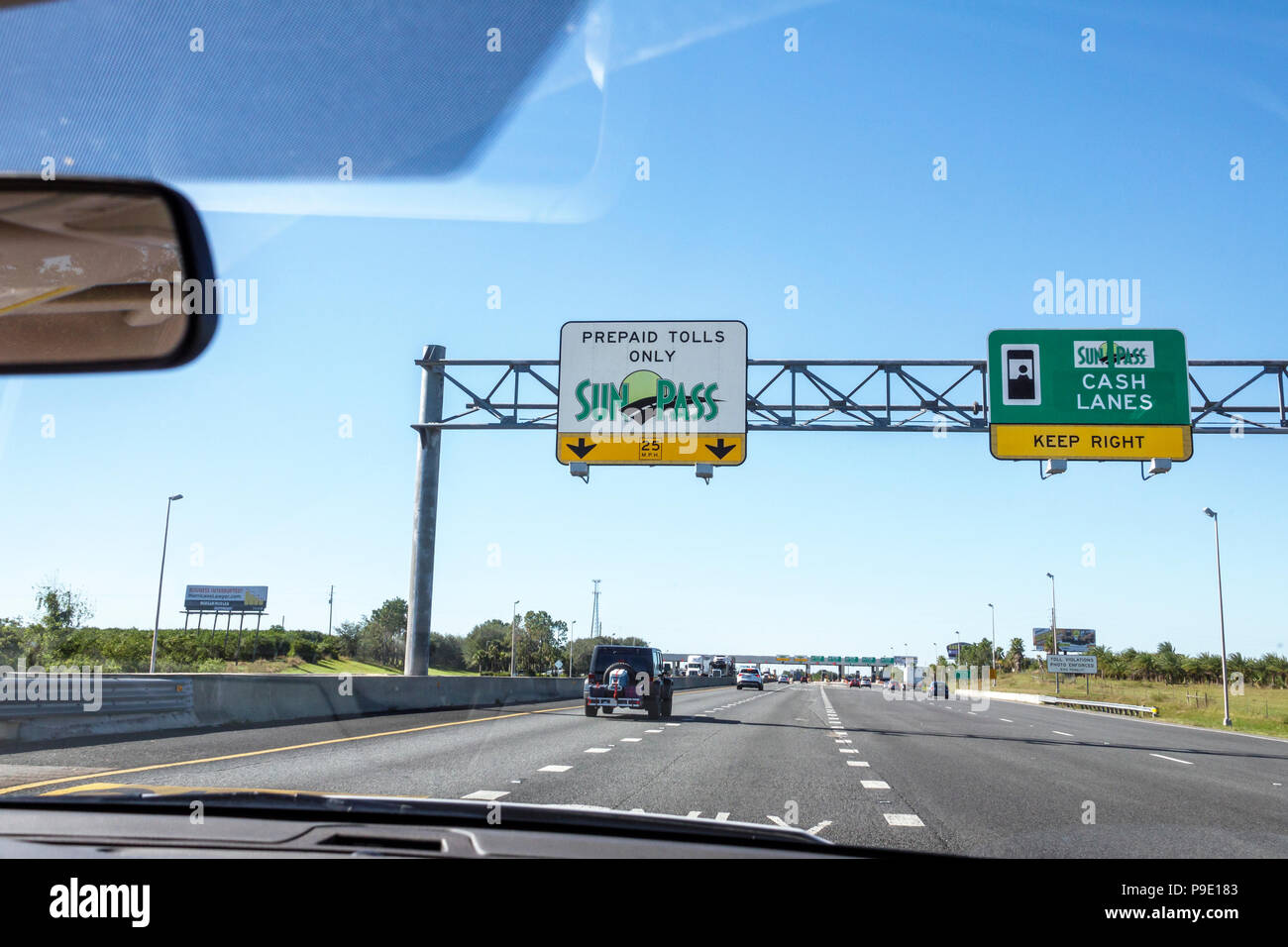 Winter Park Florida,Florida Turnpike toll road plaza,SunPass prepaid