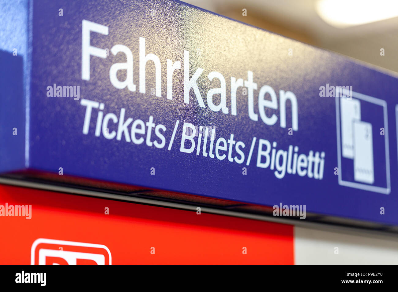 FUERTH / GERMANY - MARCH 11, 2018: Deutsche Bahn ticket machine stands on  train station in Fuerth, near Nuernberg. Deutsche Bahn AG (abbreviated as D Stock Photo
