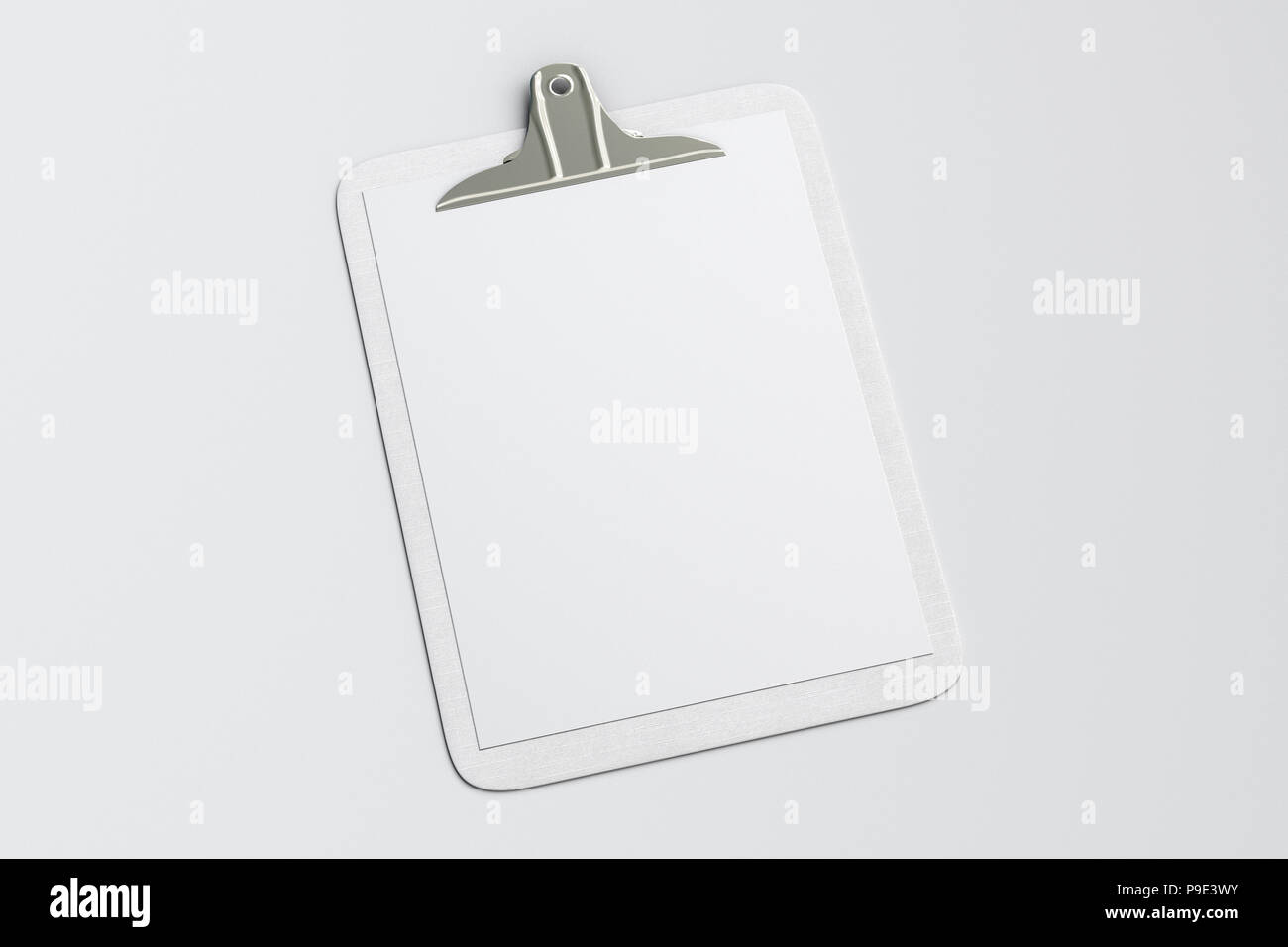 White clipboard with blank white paper pages isolated on white ...