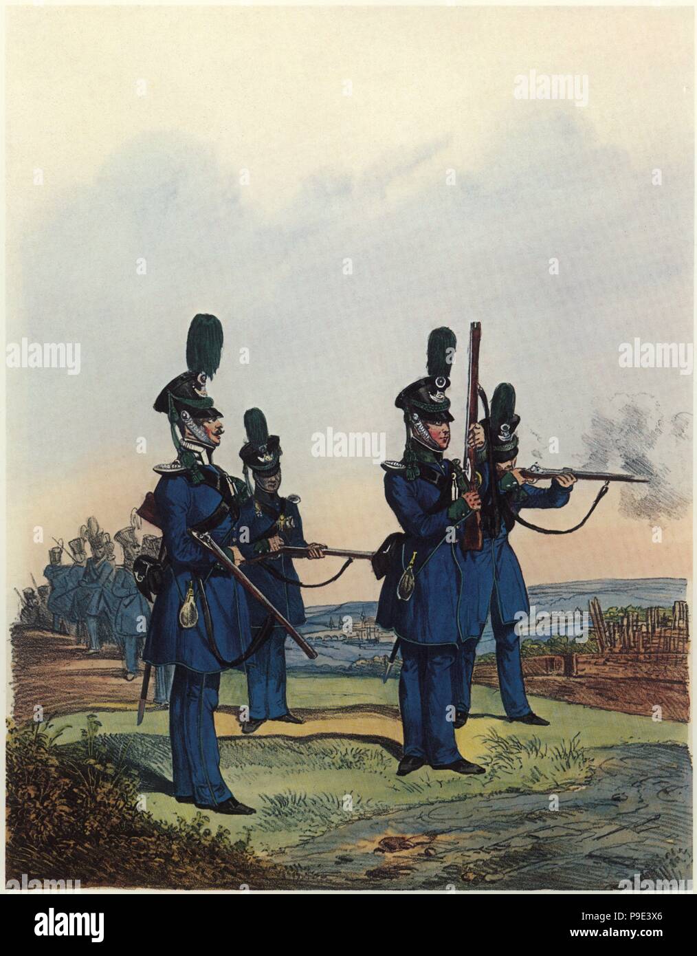 Alemania. Reino de Bayern. Uniformes del siglo XIX. Soldado de un regimiento de infantería. Stock Photo