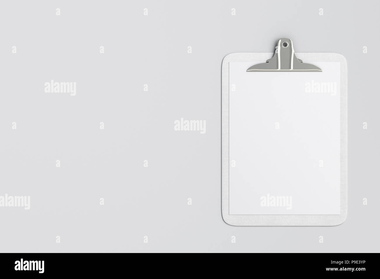 White clipboard with blank white paper pages isolated on white ...