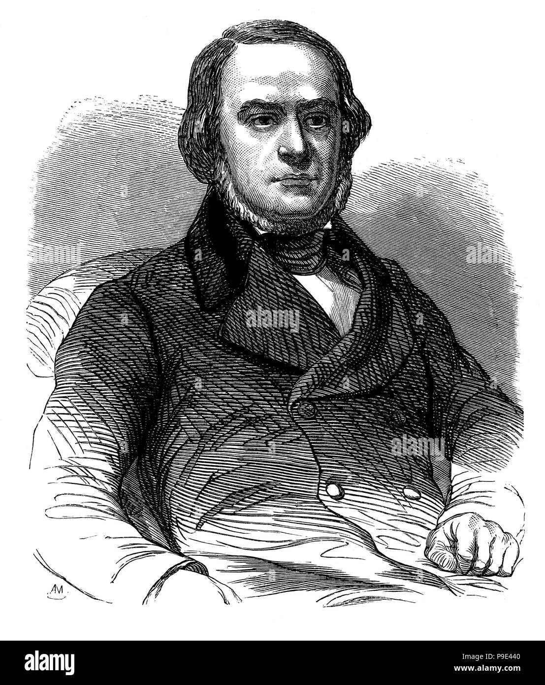 Daniele Manin (1804-1857), patriota, hombre de estado y héroe de la unificación italiana. Grabado de 1865. Stock Photo