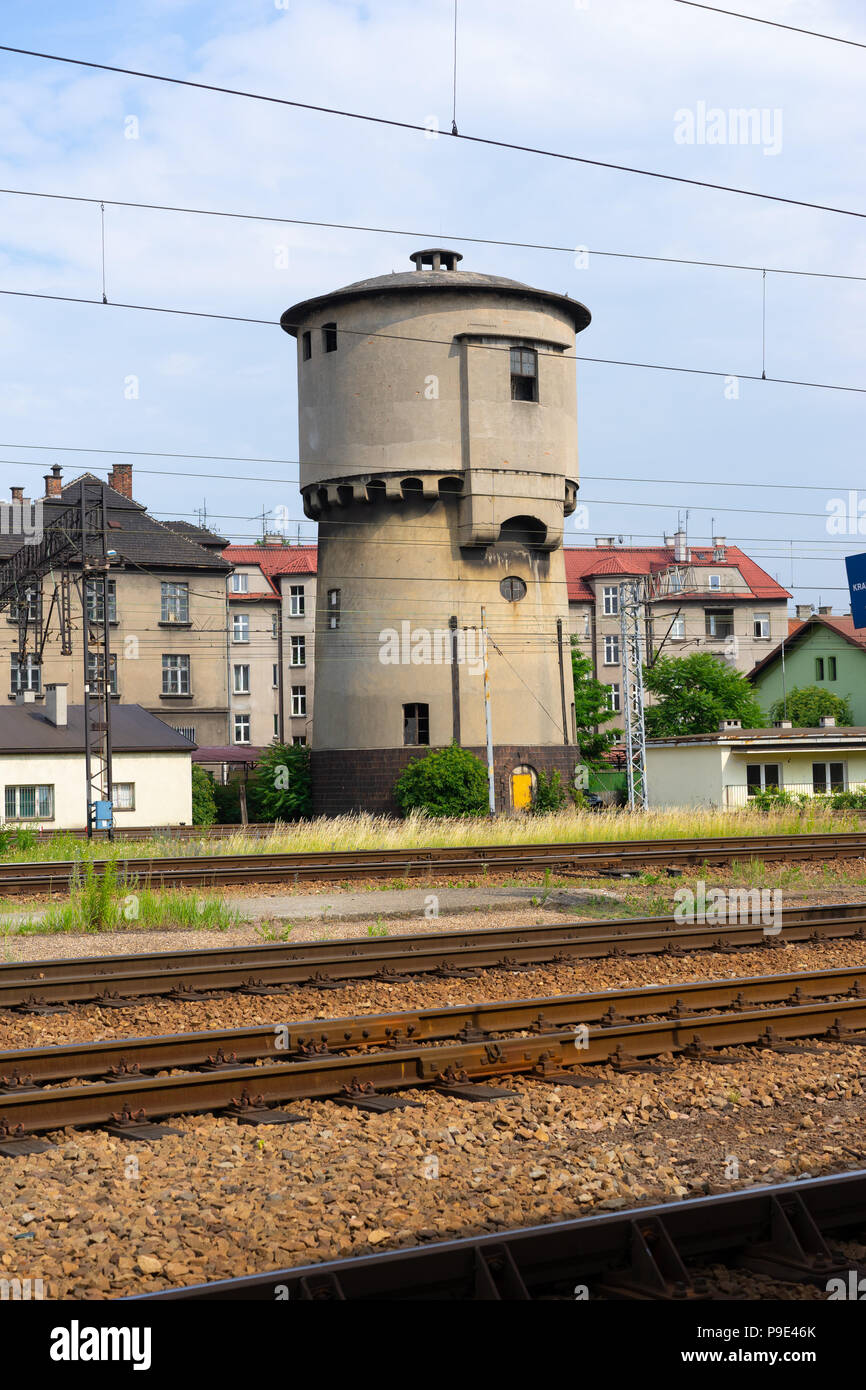 Storage Tower at the side of Krakow Glowny Railway Station,Krakow,Poland, Europe. Stock Photo