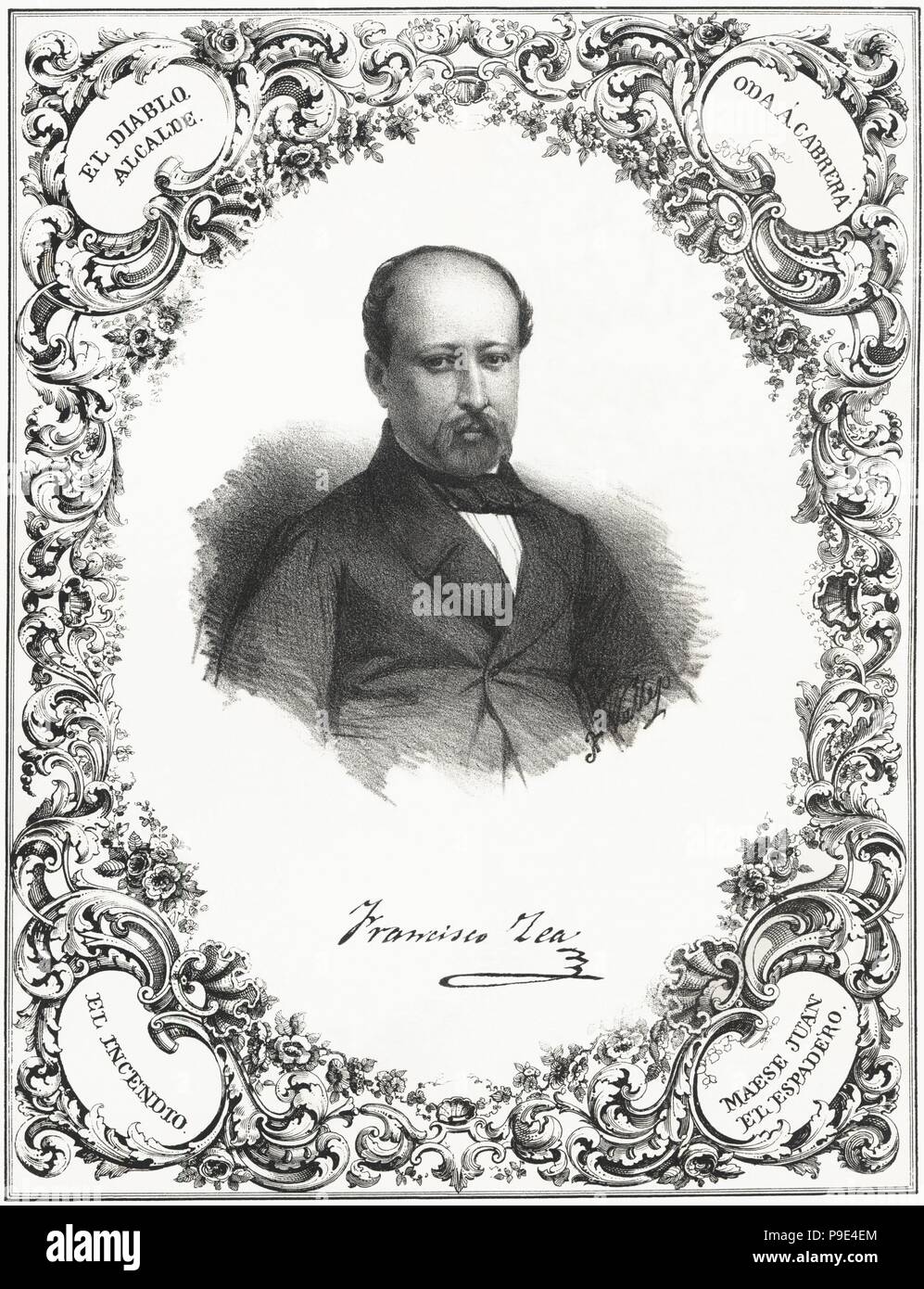 Francisco Zea (1827-1857), poeta español. Grabado de 1858. Stock Photo