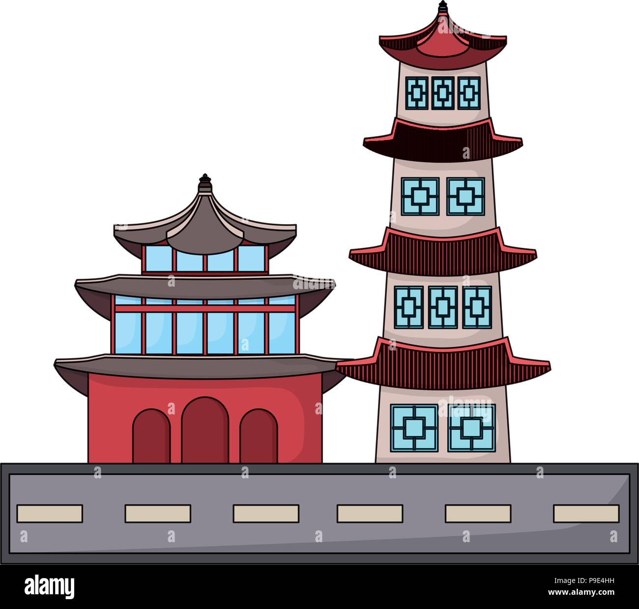 South Korea Design With Seoul Tower And Palace Icon Over White Background Vector Illustration Stock Vector Image Art Alamy