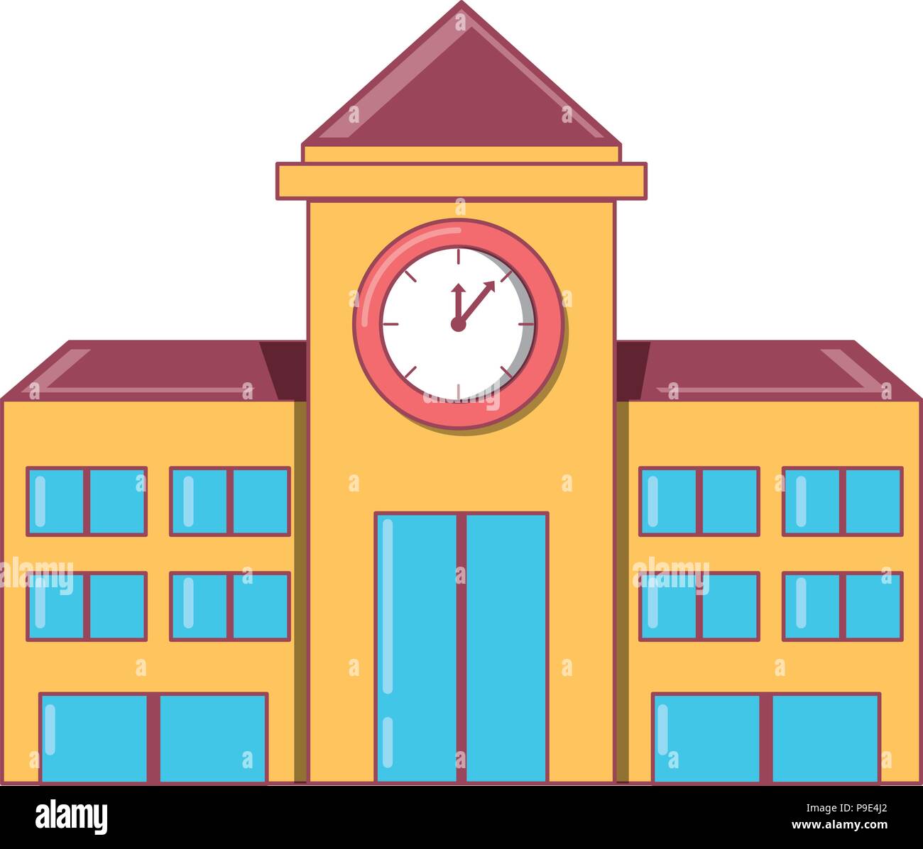 School Building Icon Over White Background, Vector Illustration Stock 