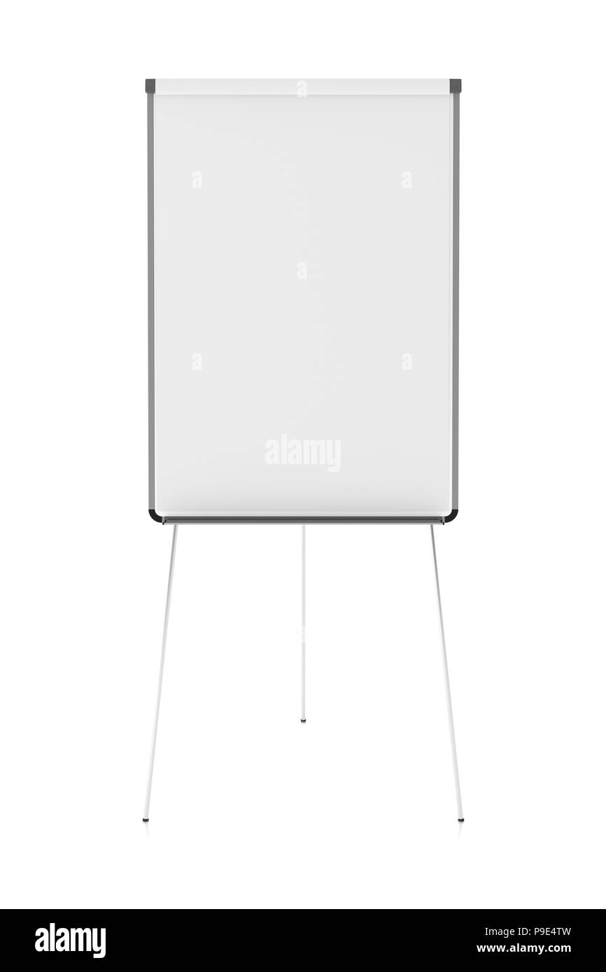 Blank flip chart standing isolated on white background with clipping