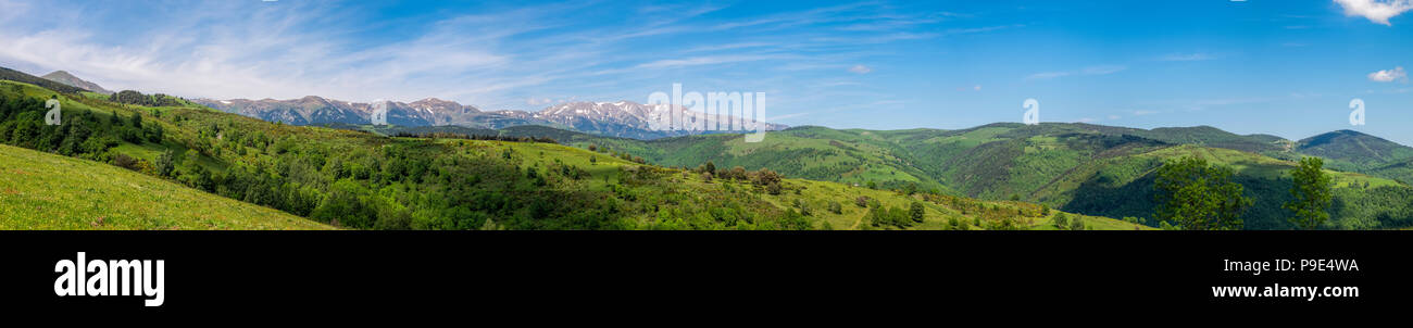 Views over the Pyrenees along the GR11 walking track near Mollo in summer, Catalonia, Spain Stock Photo