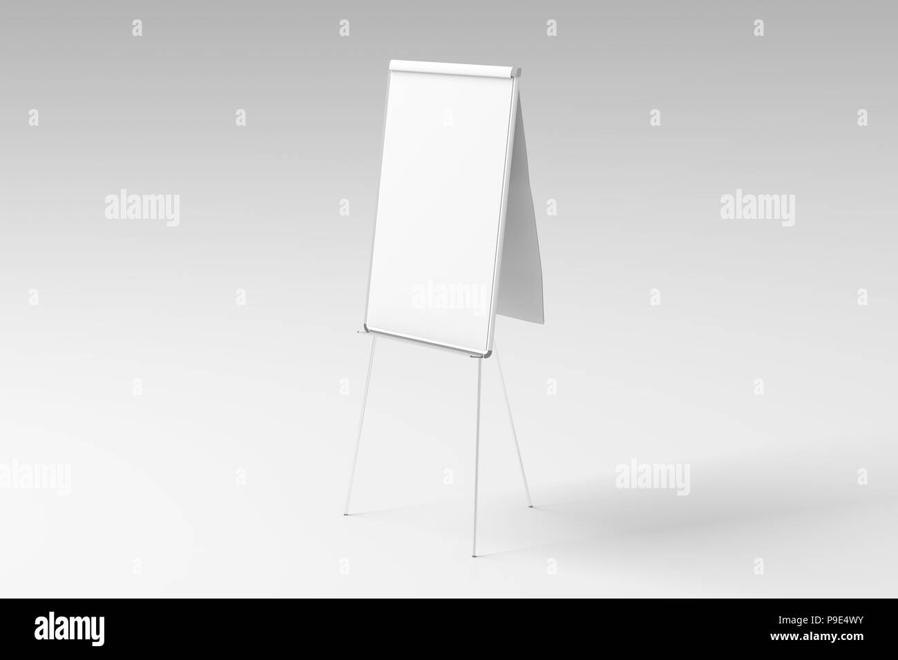 Blank flip chart standing isolated on white background with clipping