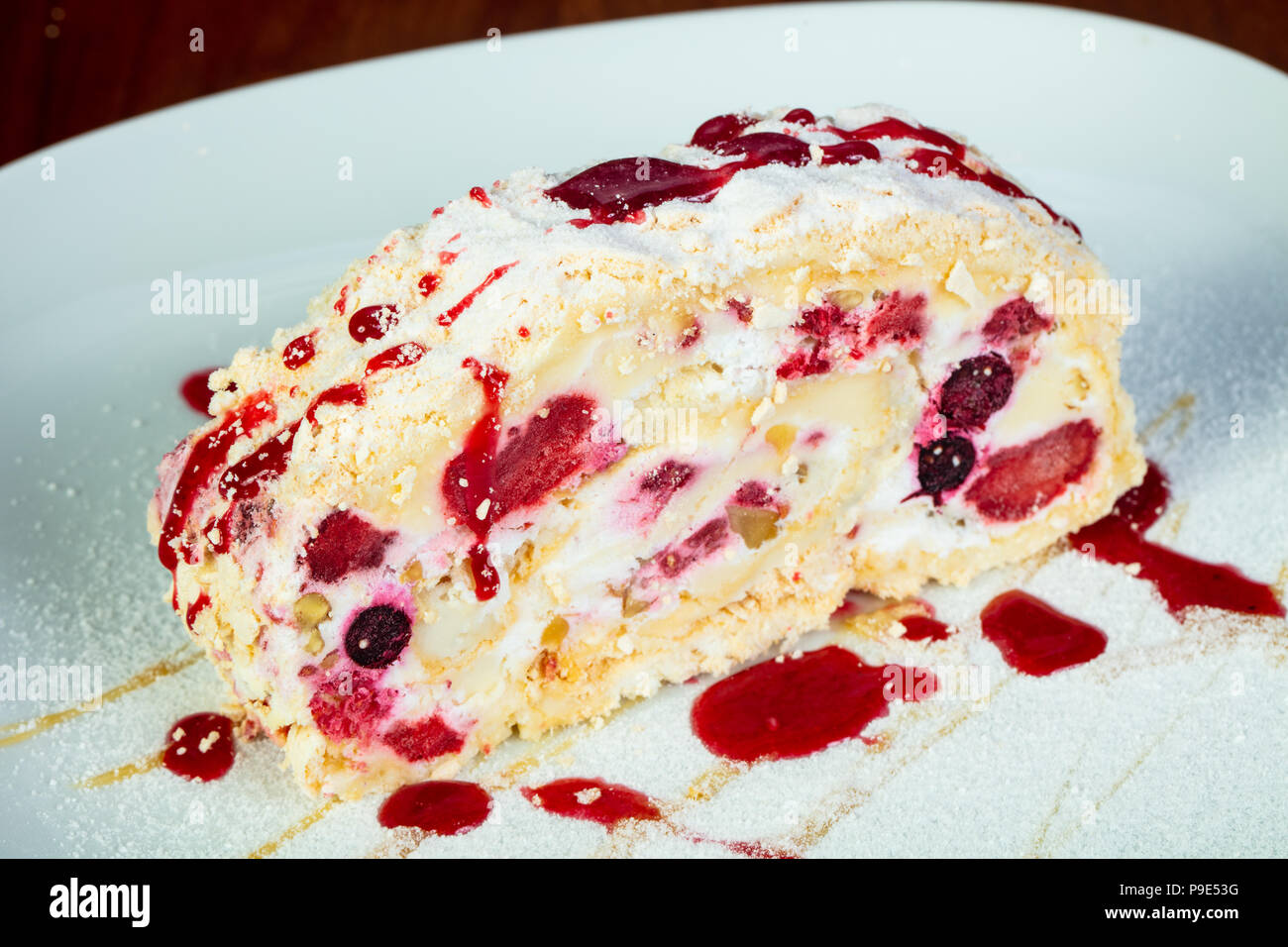 Sweet strawberry cake slice Stock Photo - Alamy