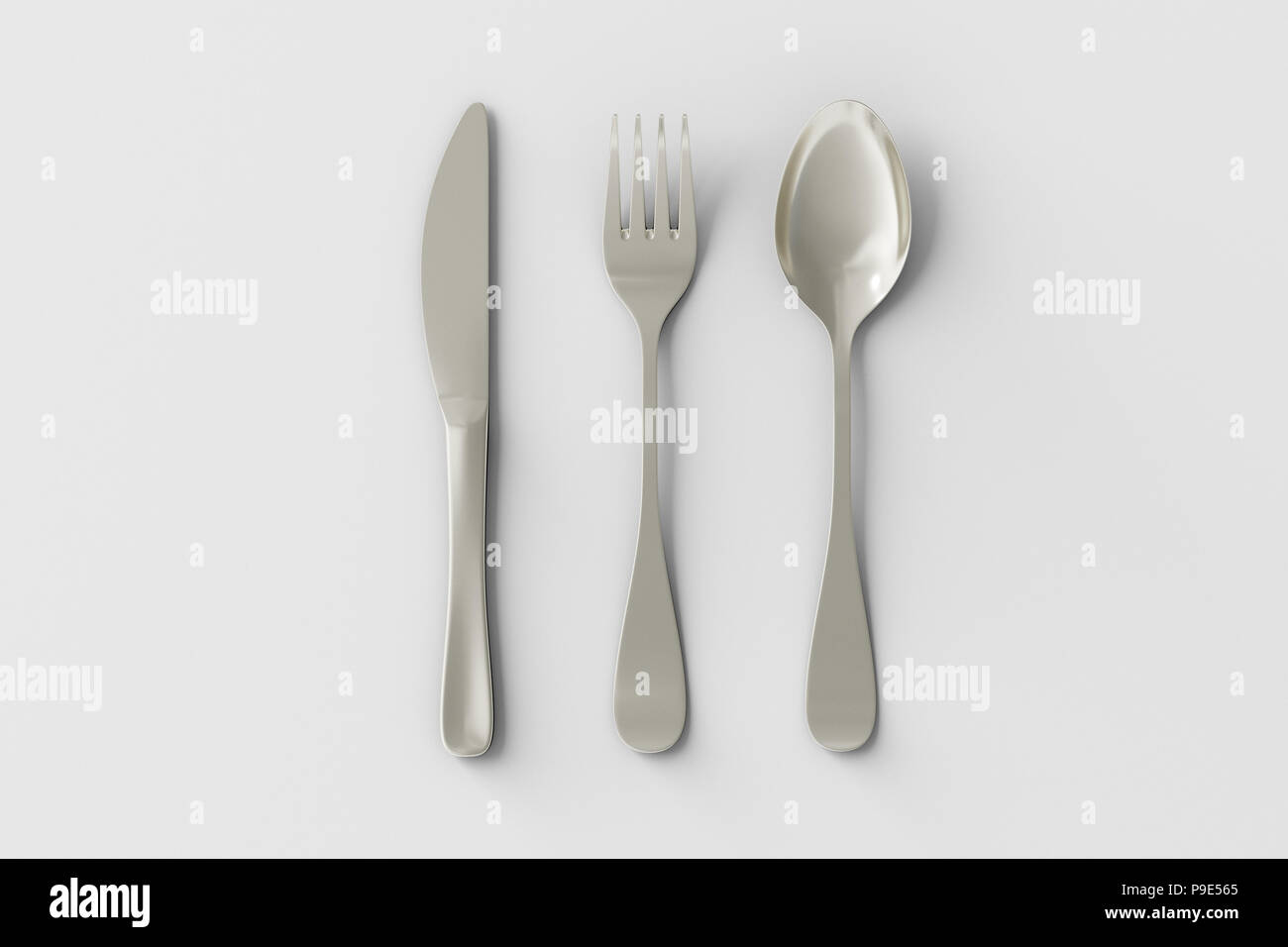 Knife, fork and spoon isolated on white background with clipping path ...