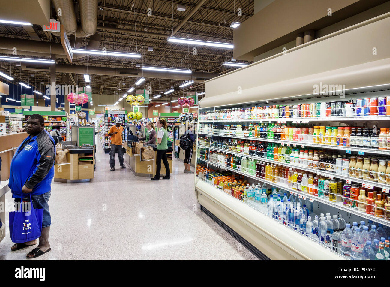 Gainesville Florida,Publix grocery store supermarket,interior inside,refrigerated case,beverages