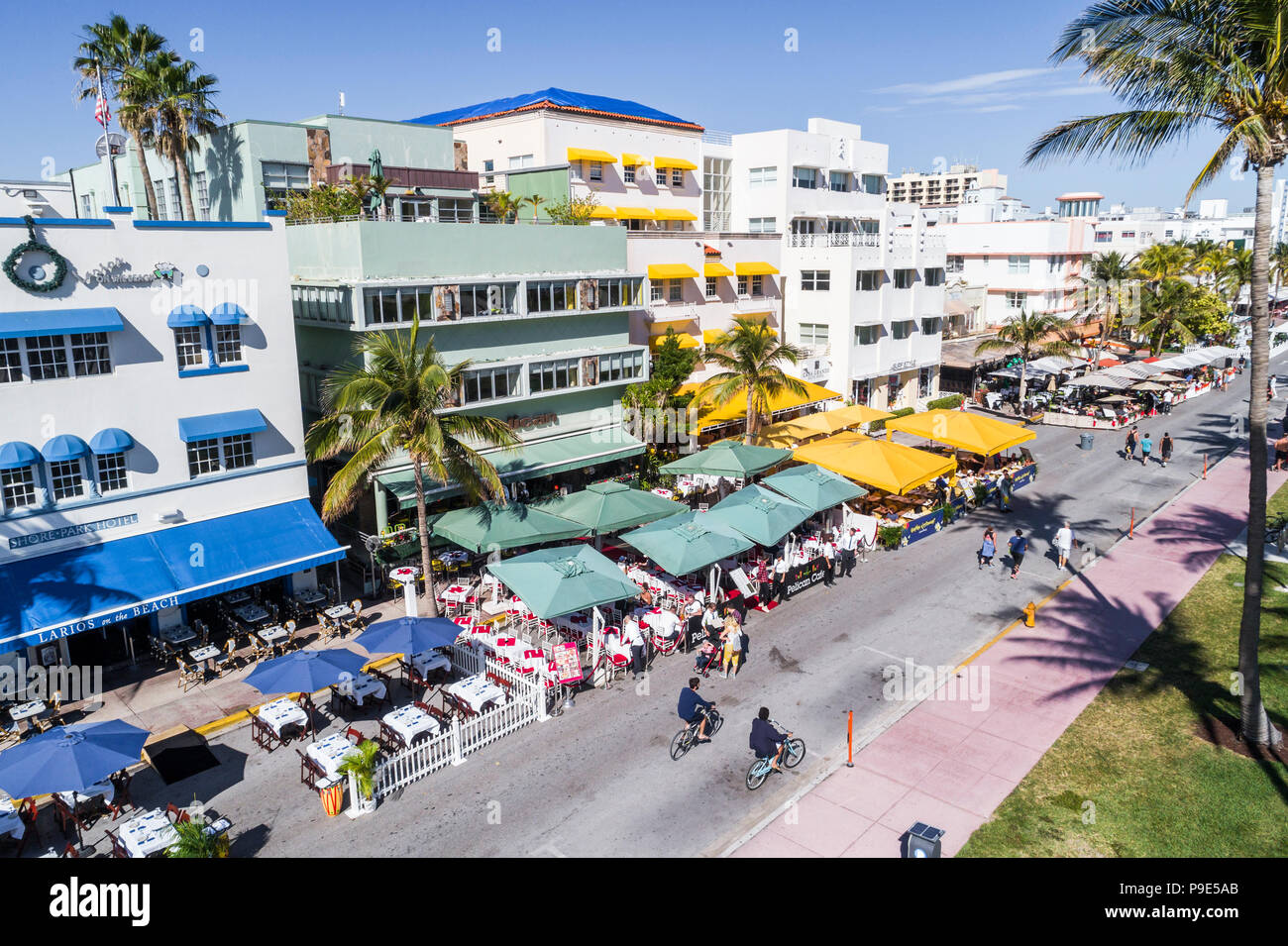 Miami Beach Florida,Ocean Drive,Shore-Park Pelican Casa Grande Suites,hotel,Larios on the Beach Kantina,restaurant restaurants food dining cafe cafes, Stock Photo