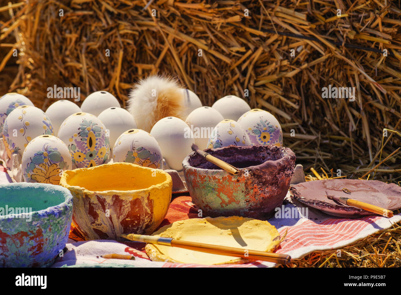 Decorative painted Easter eggs,painted Easter eggs, handmade. Stock Photo